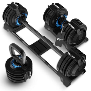 3-in-1 Adjustable Dumbbell Set 24kg
