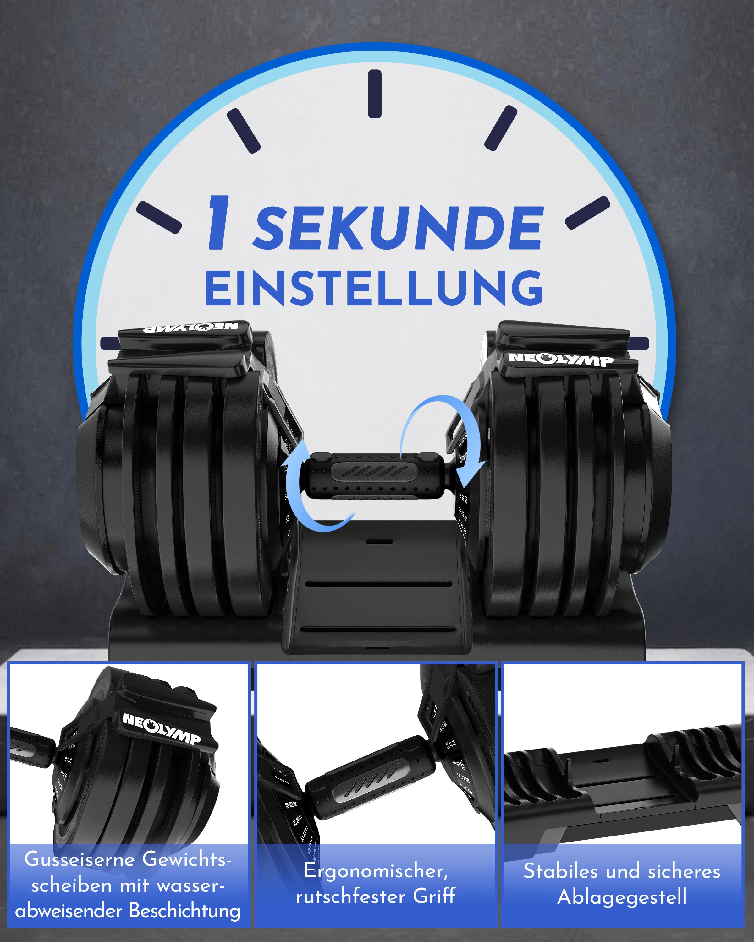 3-in-1 Hantelset zum Verstellen 24kg