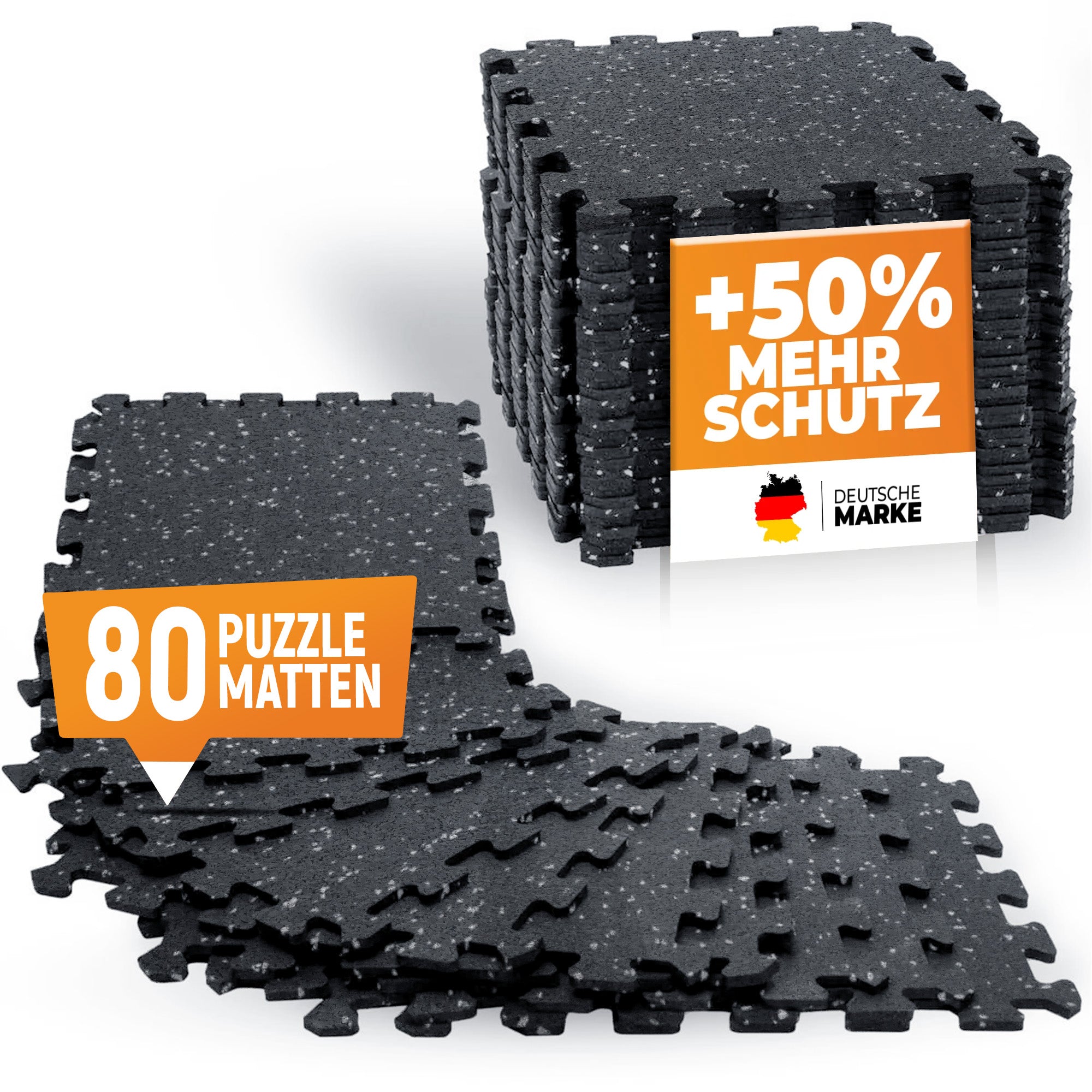 Robust floor protection mat black/gray speckled (Fitness puzzle mat)