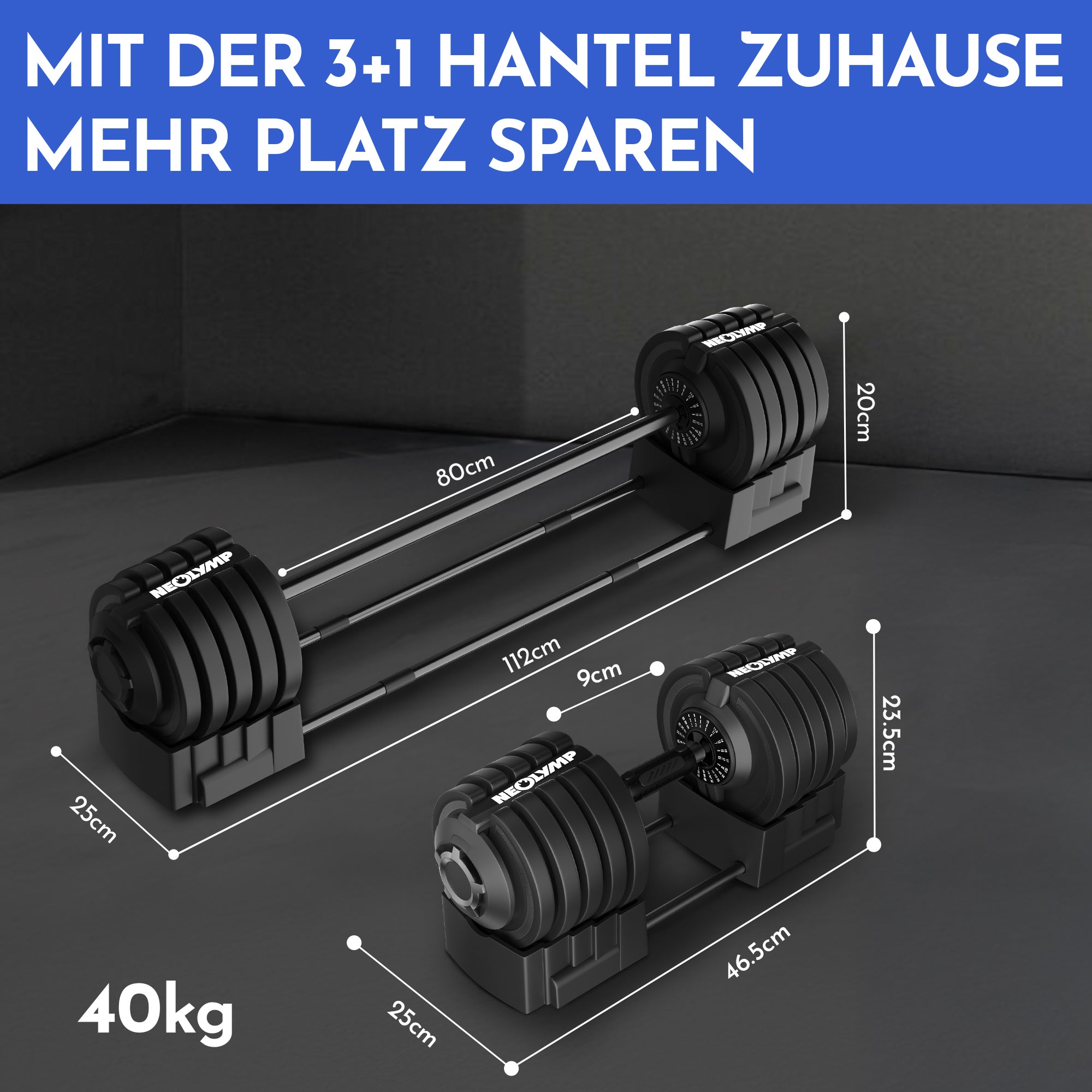 2-in-1 Hantelset zum Verstellen 41kg