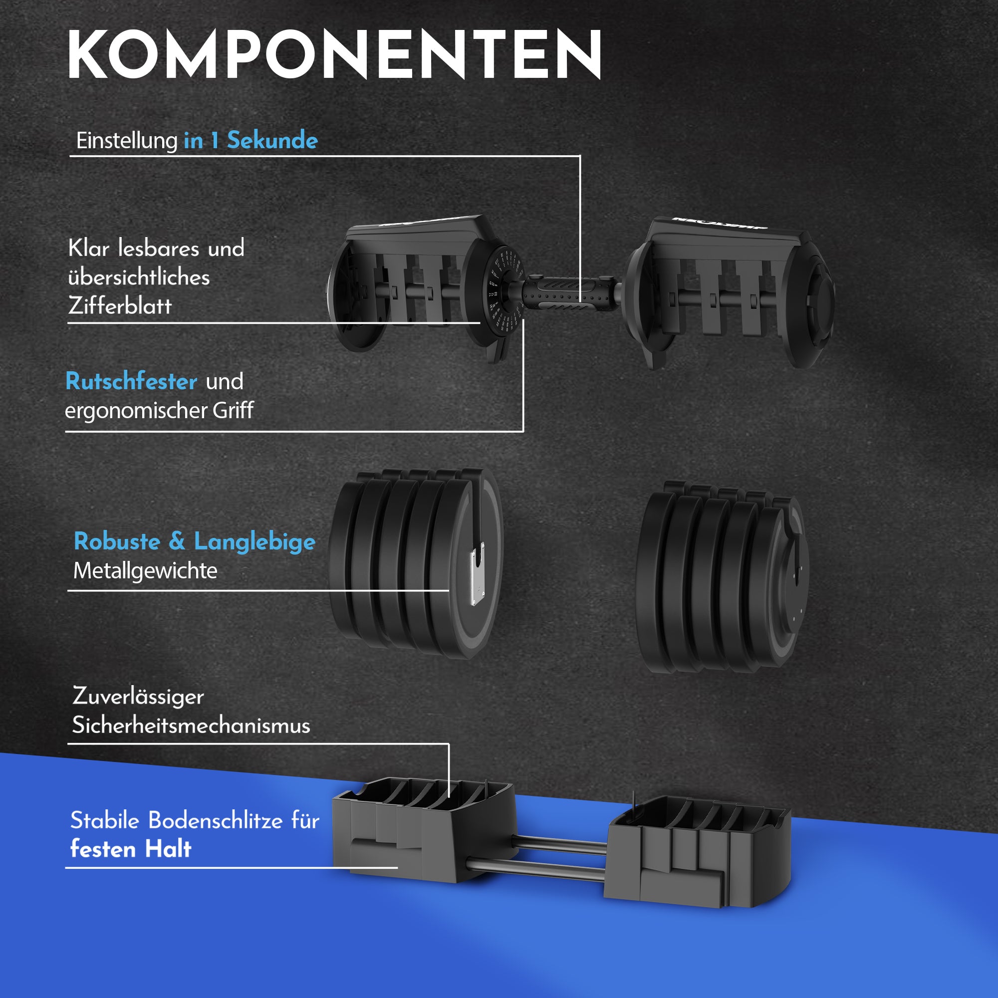 Verstellbare Kurzhanteln 41kg & 24kg