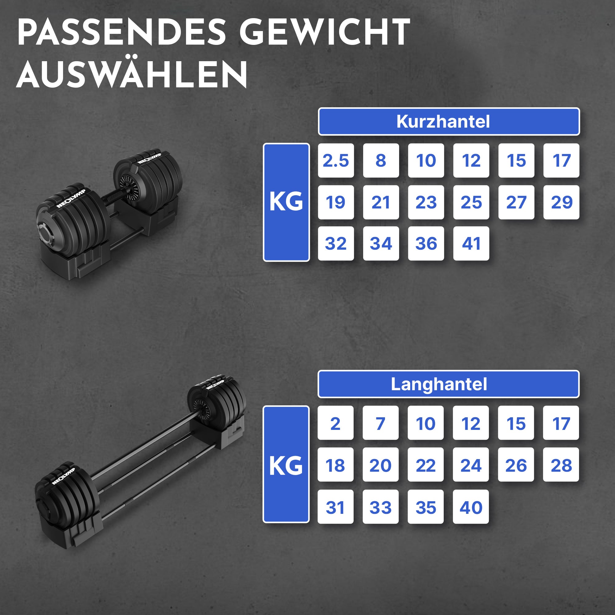 2-in-1 Hantelset zum Verstellen 41kg
