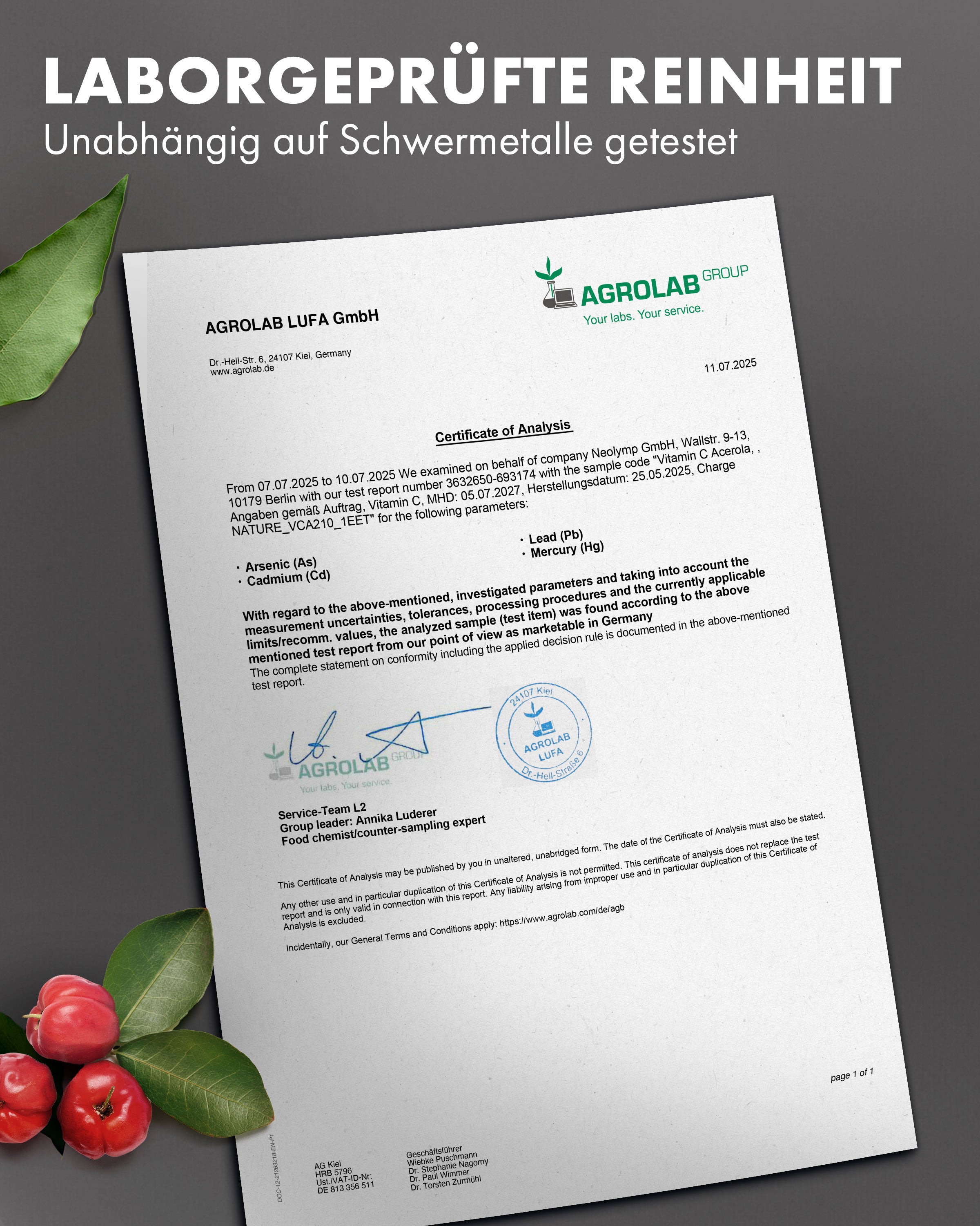 Nature Elegance - Vitamin C - aus Acerola-Superfrucht, vegane Kapseln