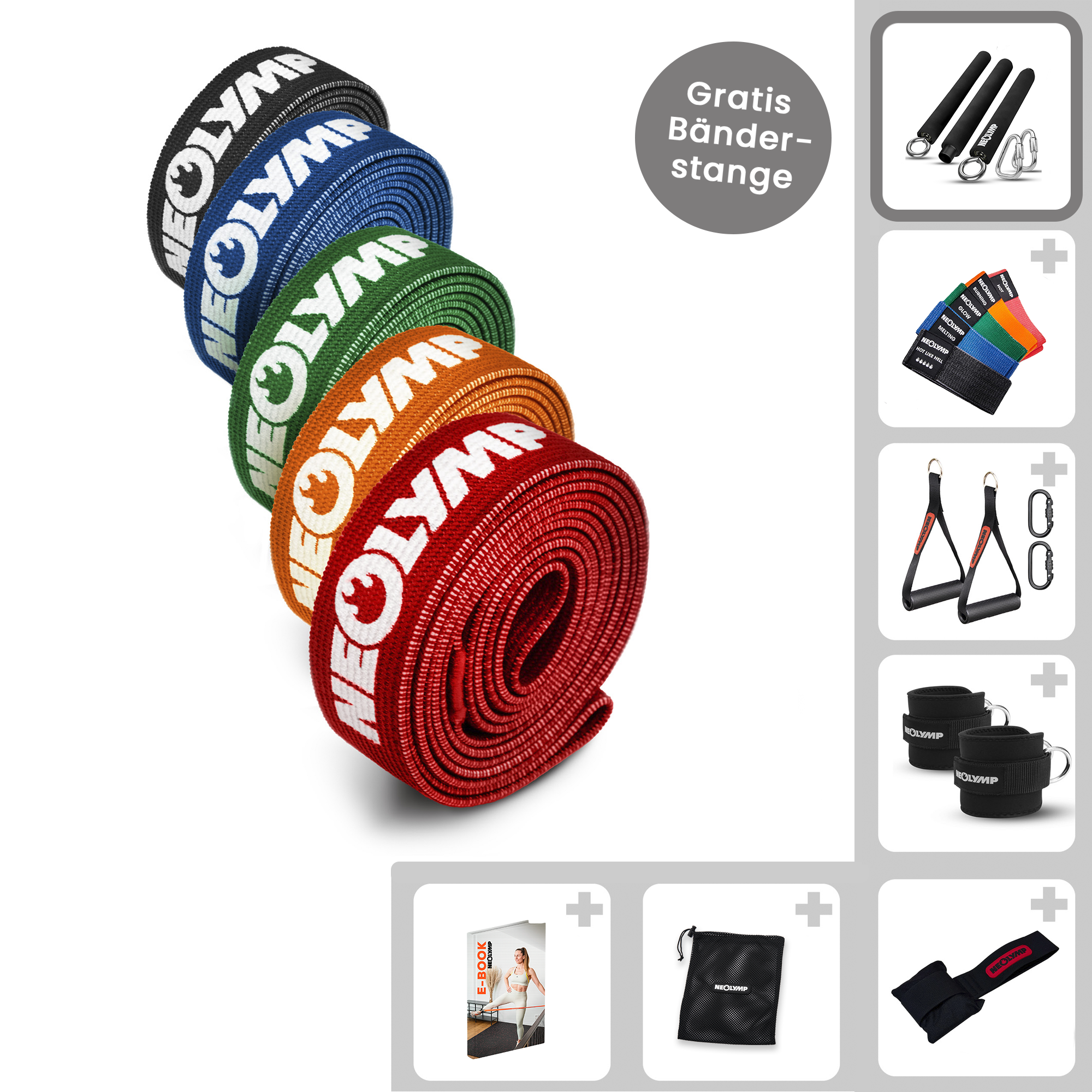 Fitness Bands Allround Set – Fabric Fitness Bands incl. Accessories & 400 Exercises