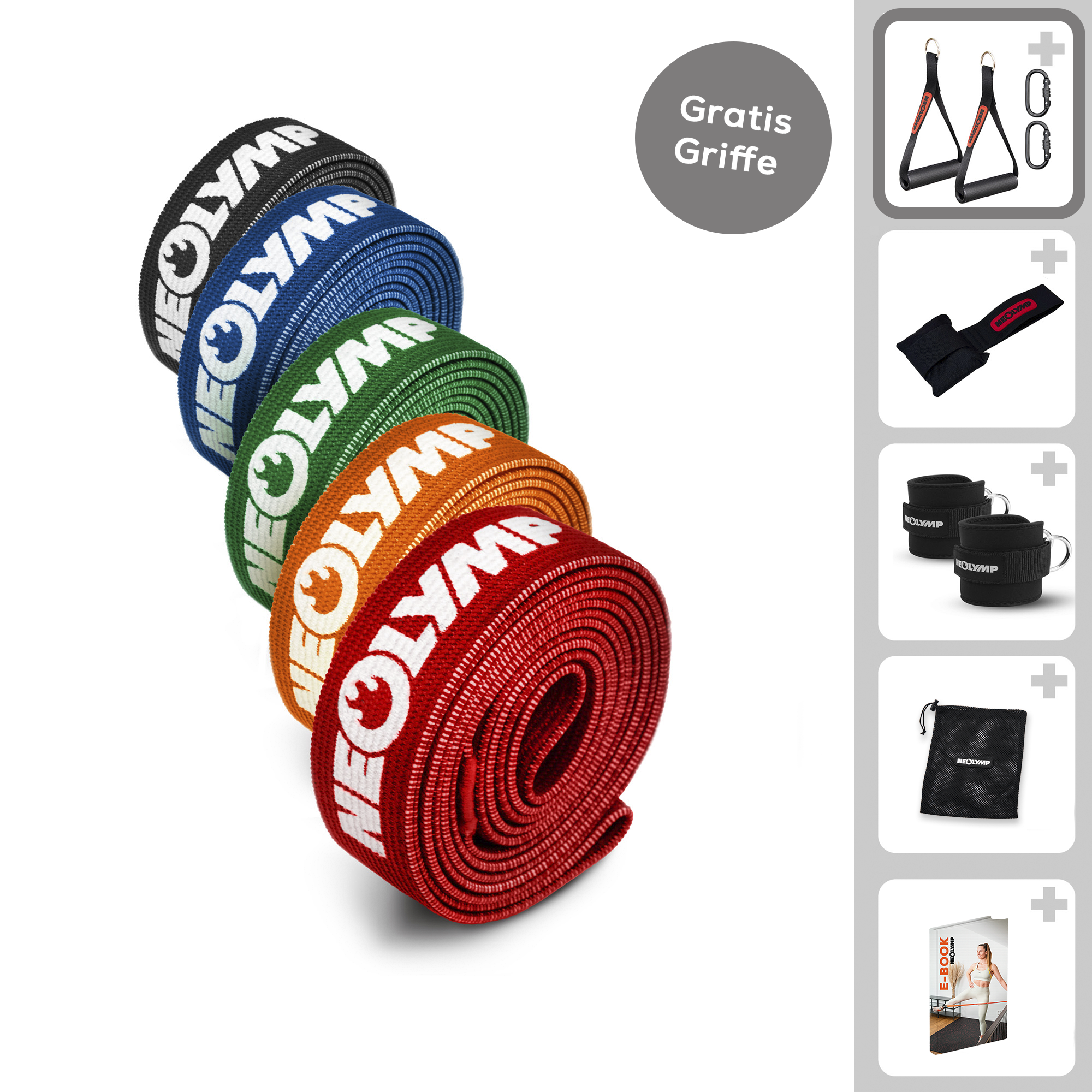 Ensemble complet de bandes de fitness – Bandes de fitness en tissu avec accessoires & 400 exercices
