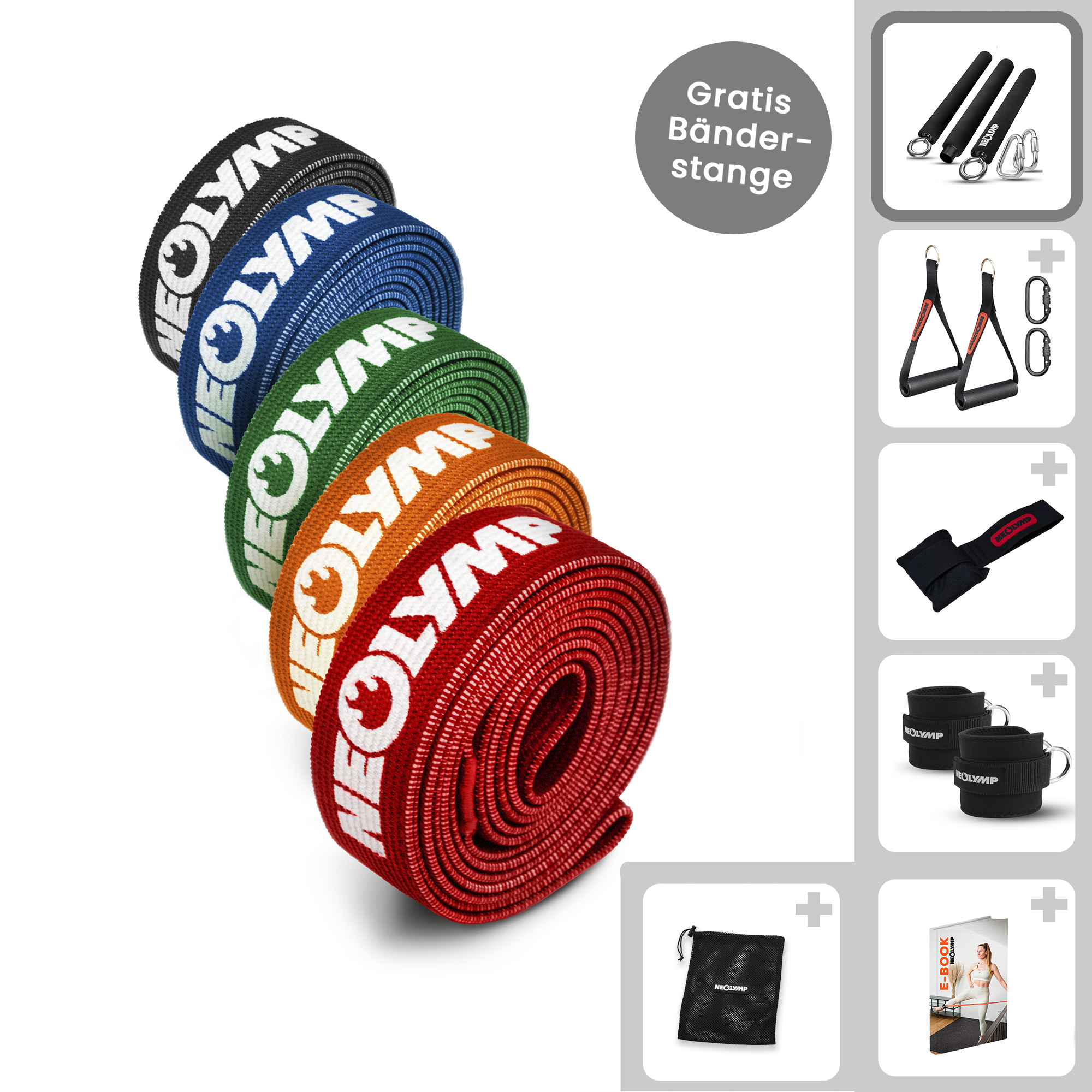 Fitness Bands Allround Set – Fabric Fitness Bands incl. Accessories & 400 Exercises