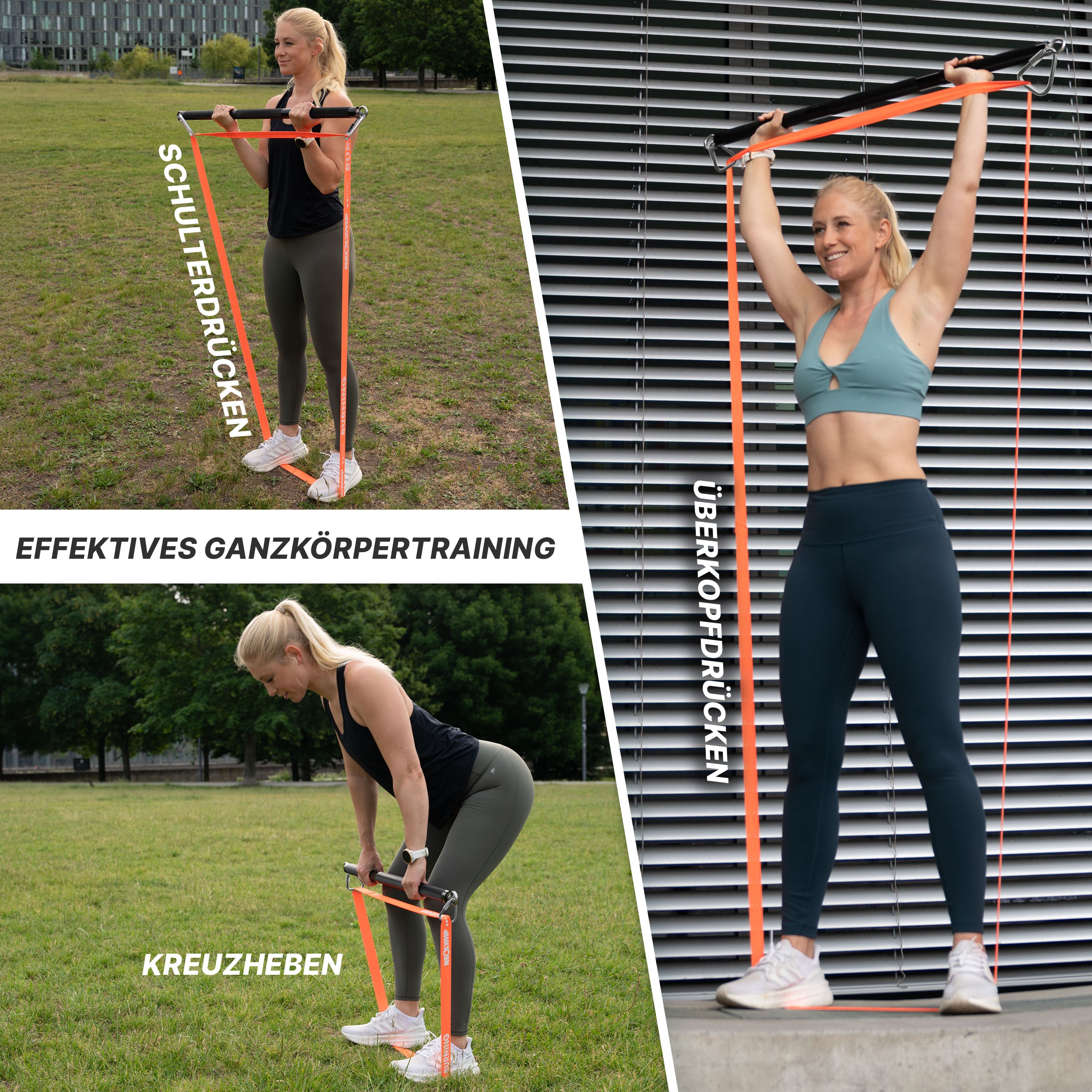 Bar for fitness bands with carabiners