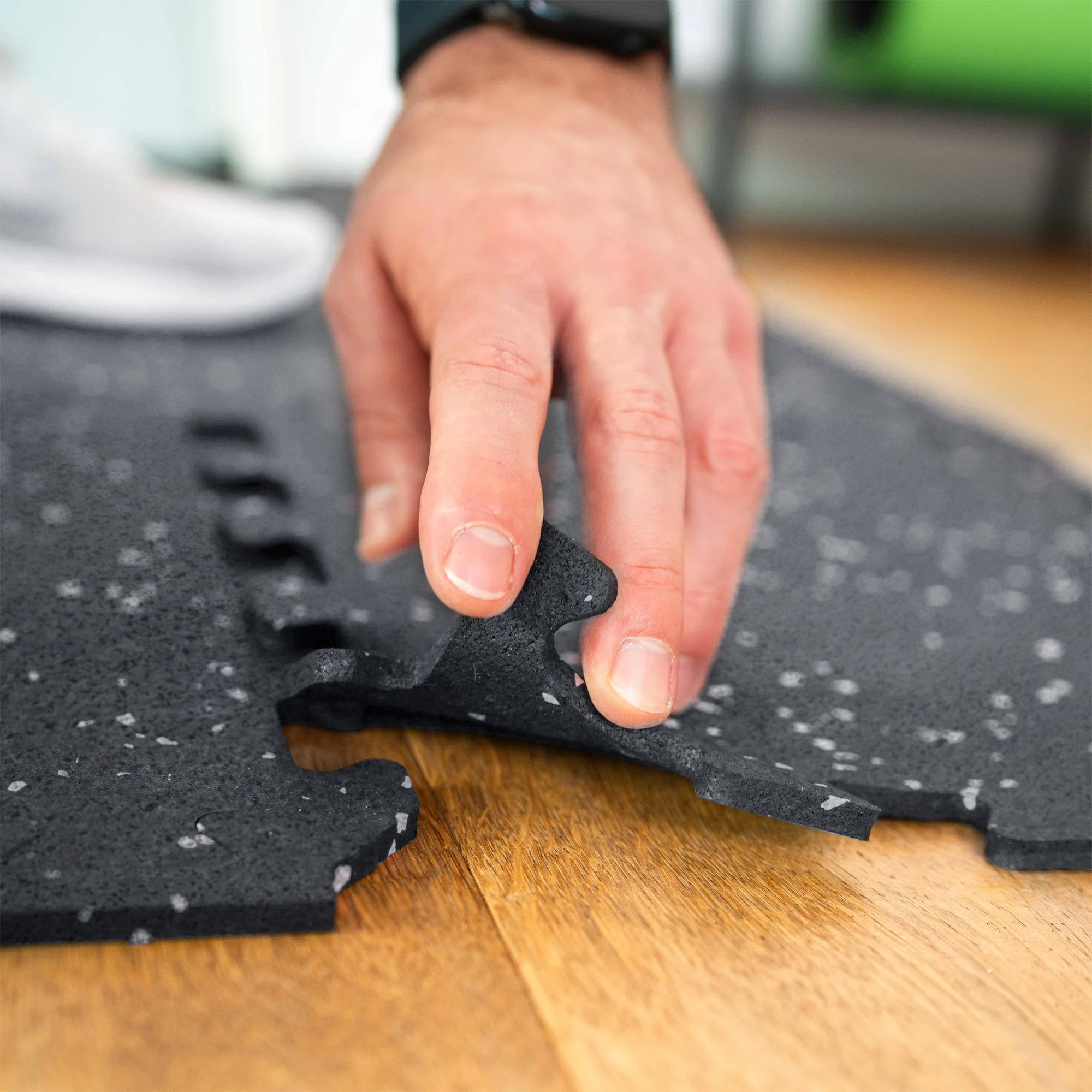 Robust floor protection mat black/gray speckled (Fitness puzzle mat)