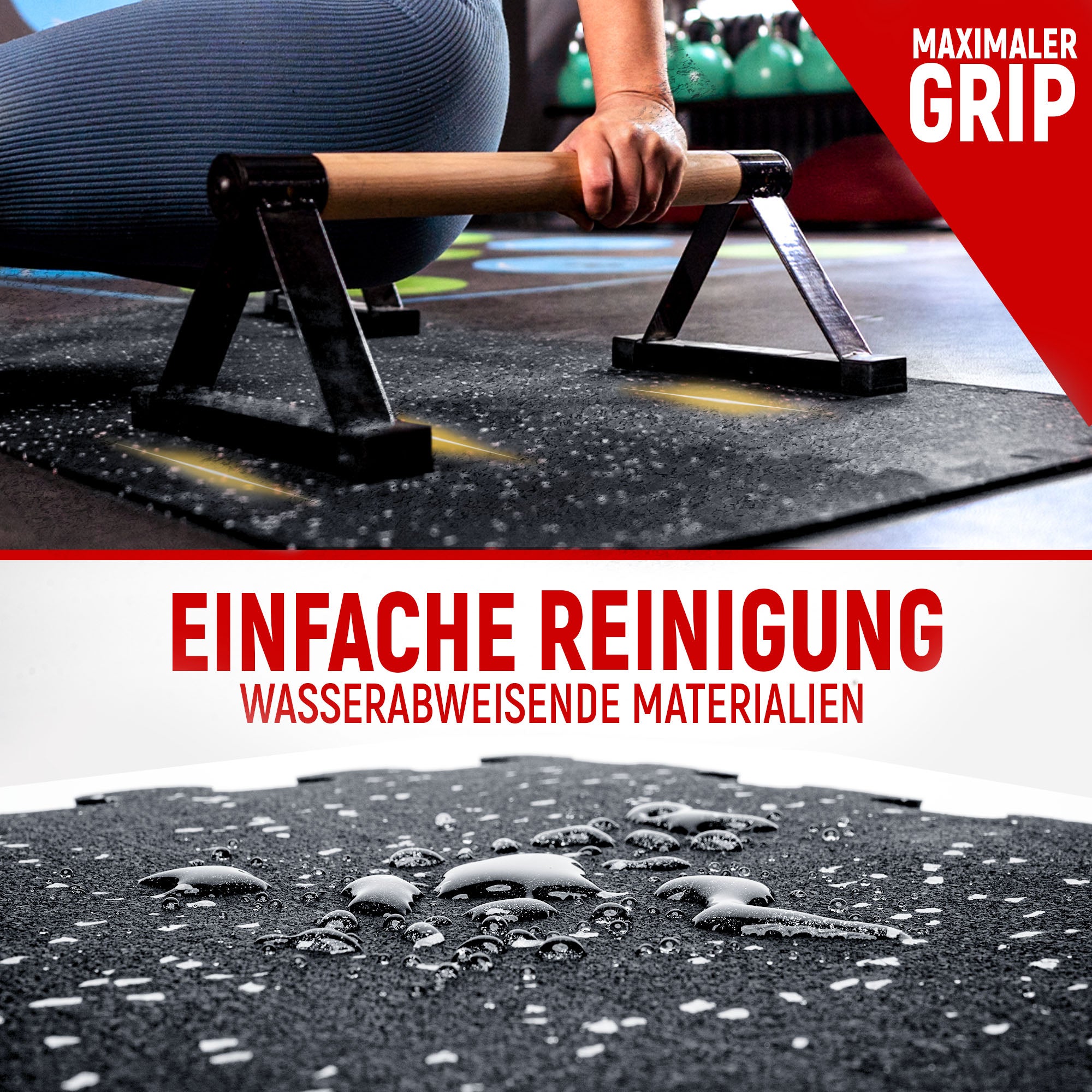 Robust floor protection mat black/gray speckled (Fitness puzzle mat)