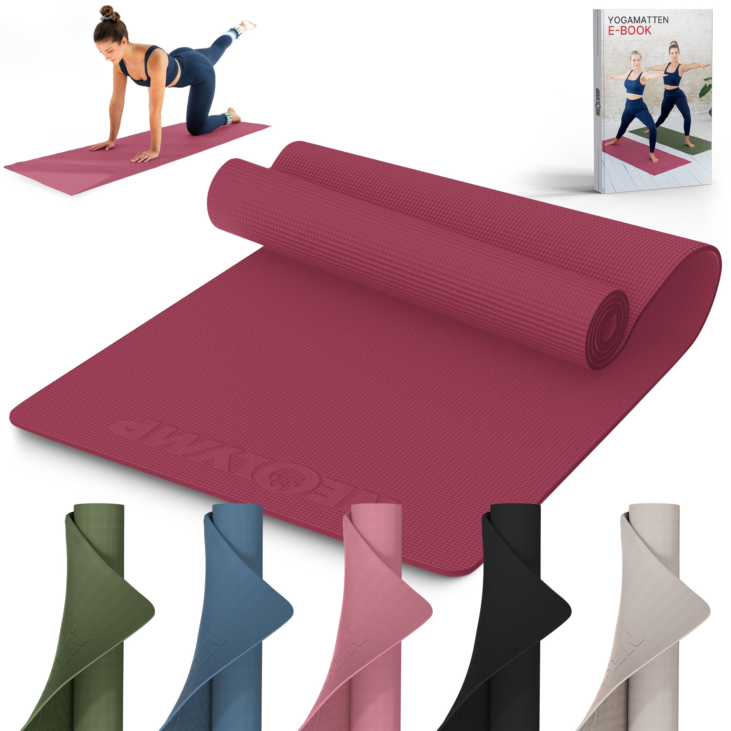 yogamatte zum zelten Yogamatte Starter-Set – rutschfest, dämpfend & leicht mit Tragegurt & E-Book für Yoga & Pilates – Neolymp