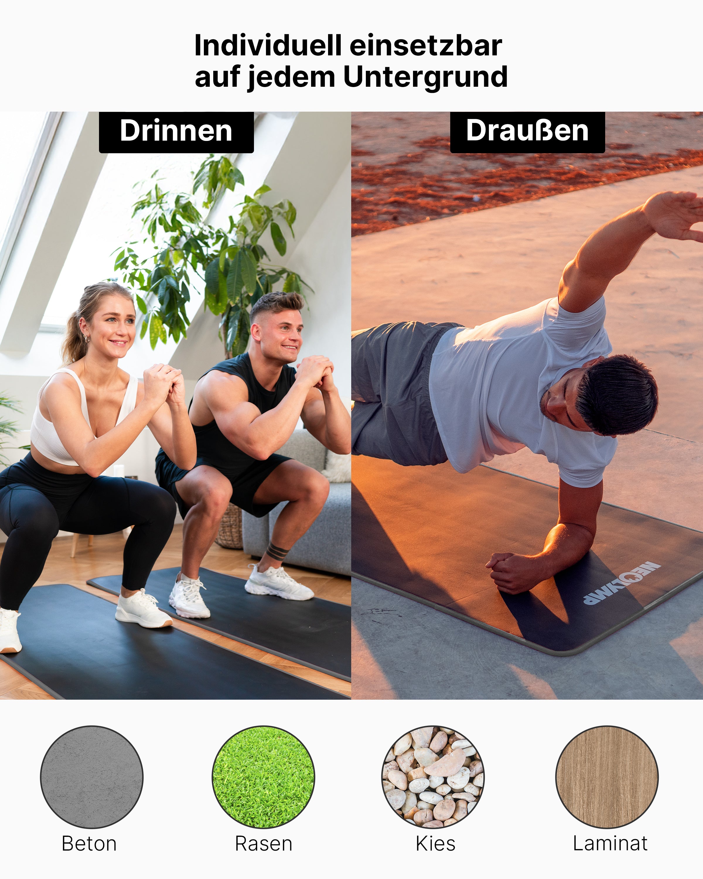 Fitnessmatte - extra dick und rutschfest