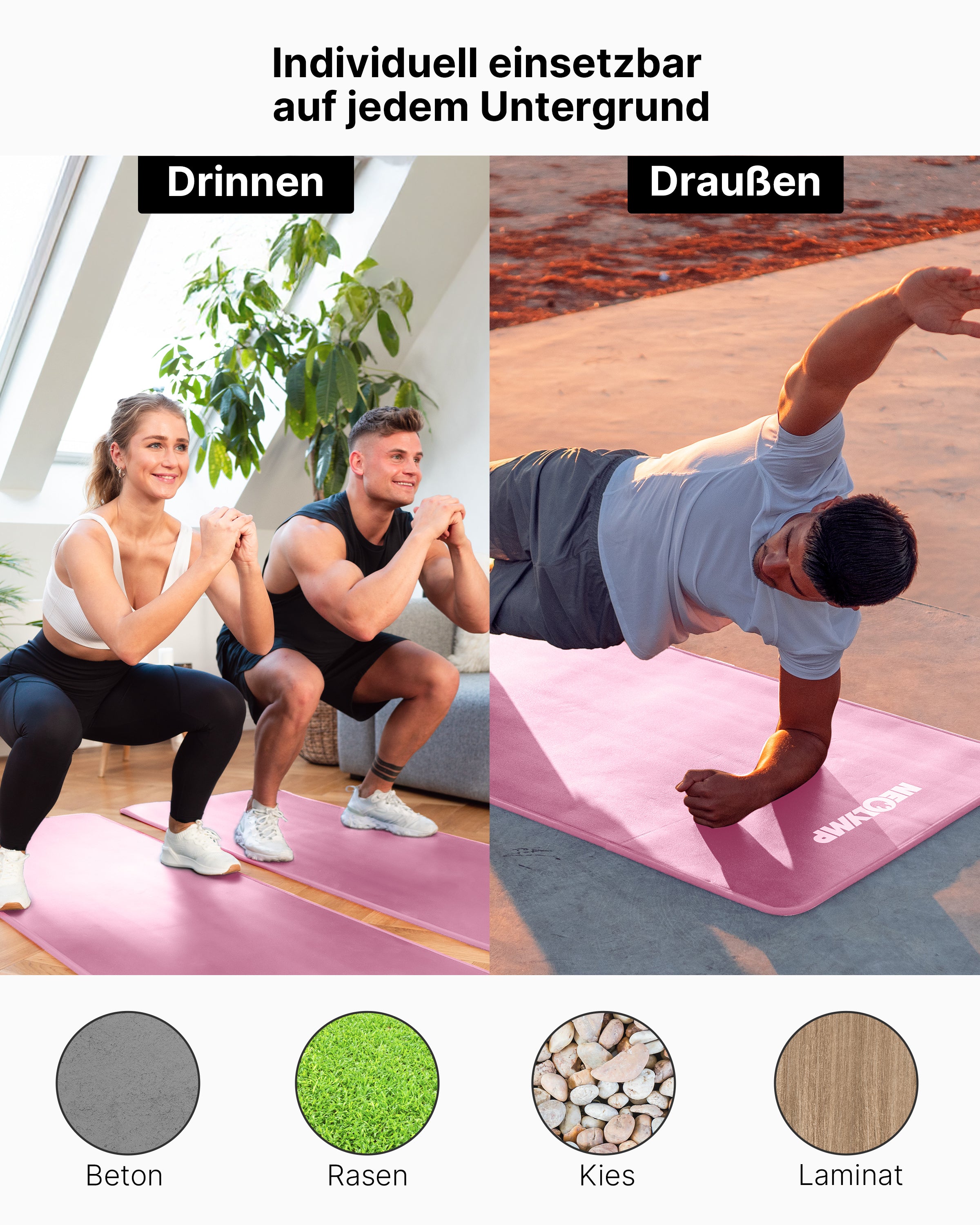 Fitnessmatte - extra dick und rutschfest