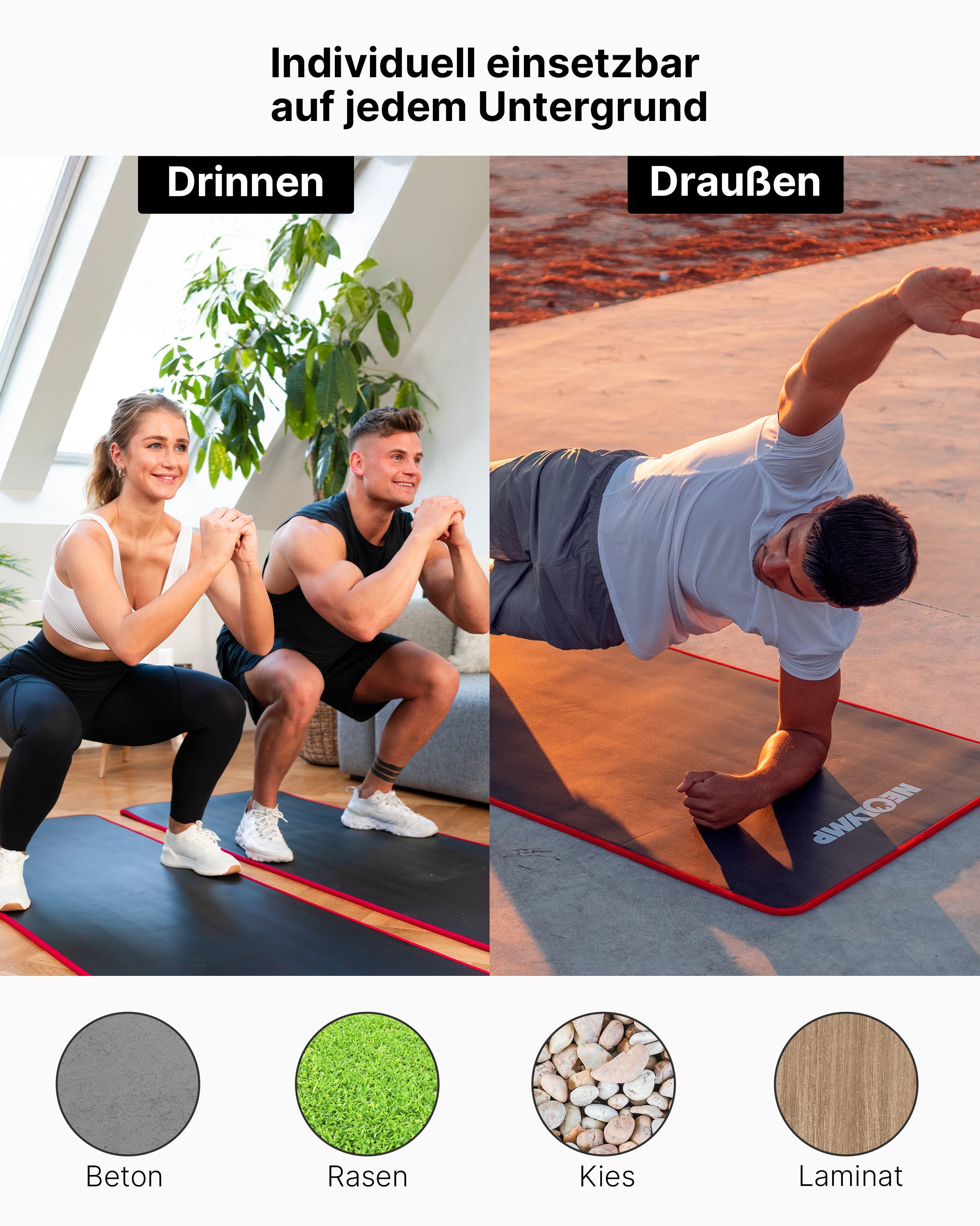 Fitnessmatte - extra dick und rutschfest