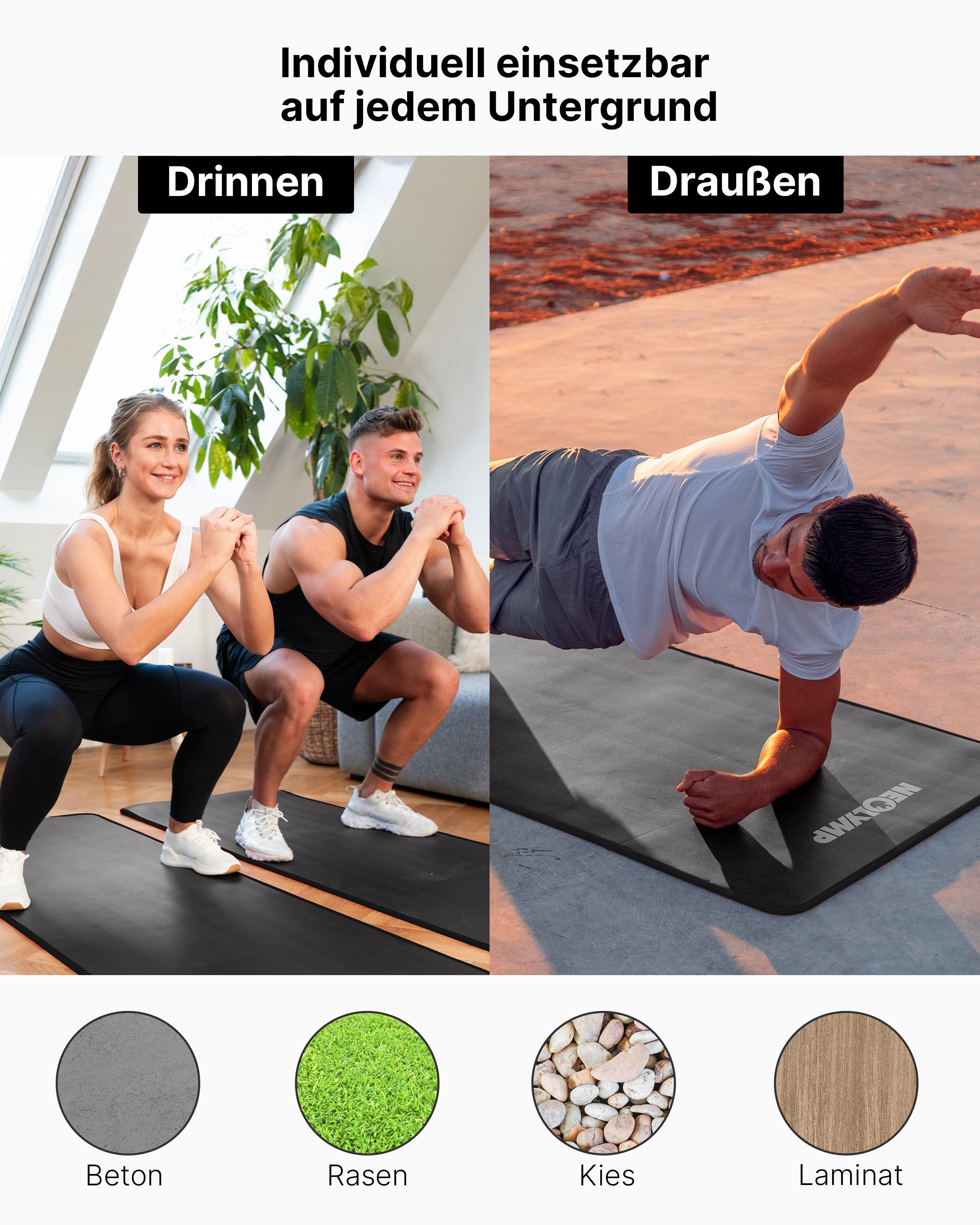 Fitnessmatte - extra dick und rutschfest