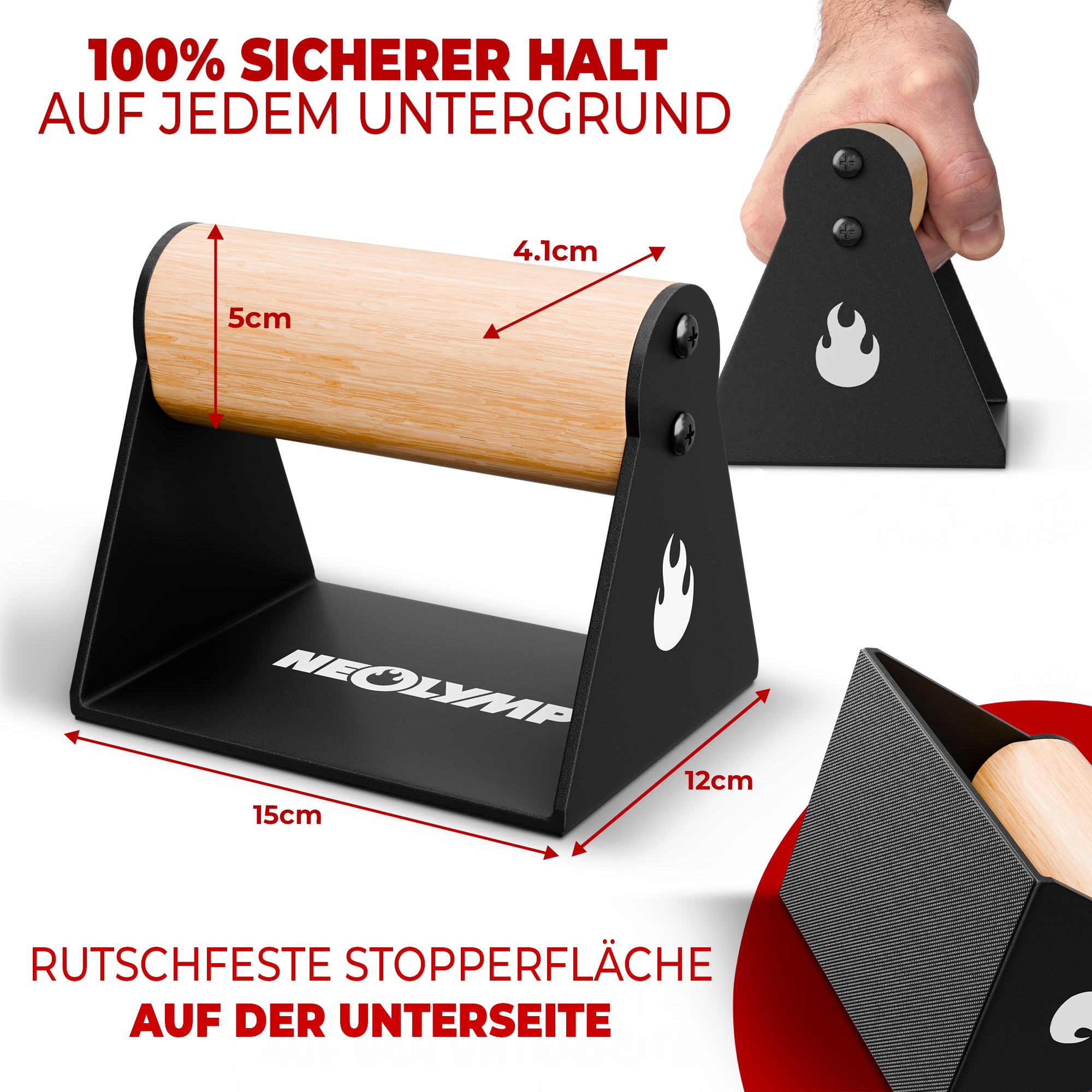 2-piece set of push-up handles with ergonomic wooden grip