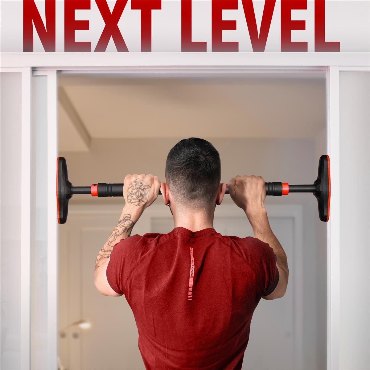 Telescopic pull-up bar for the door frame without screws