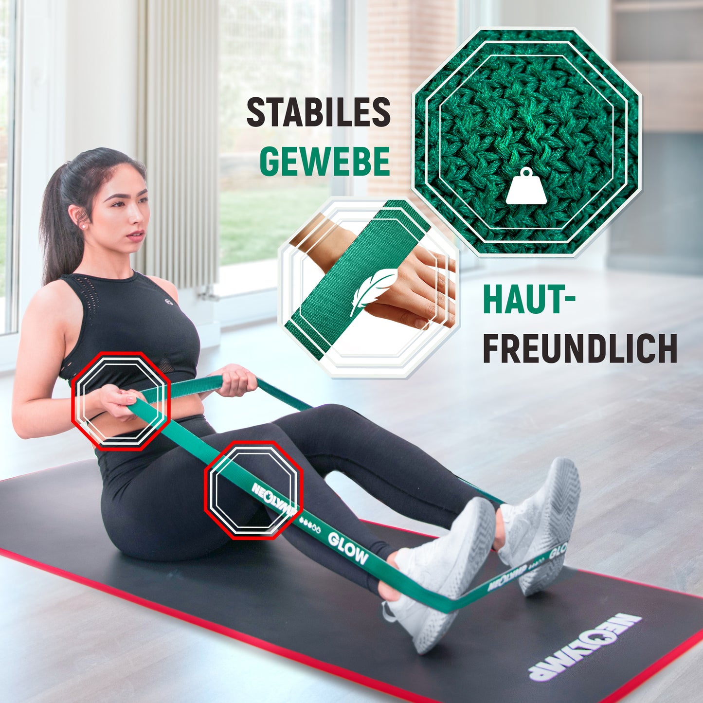 Fitnessbänder lang aus Stoff (Stufe 1 - 5)