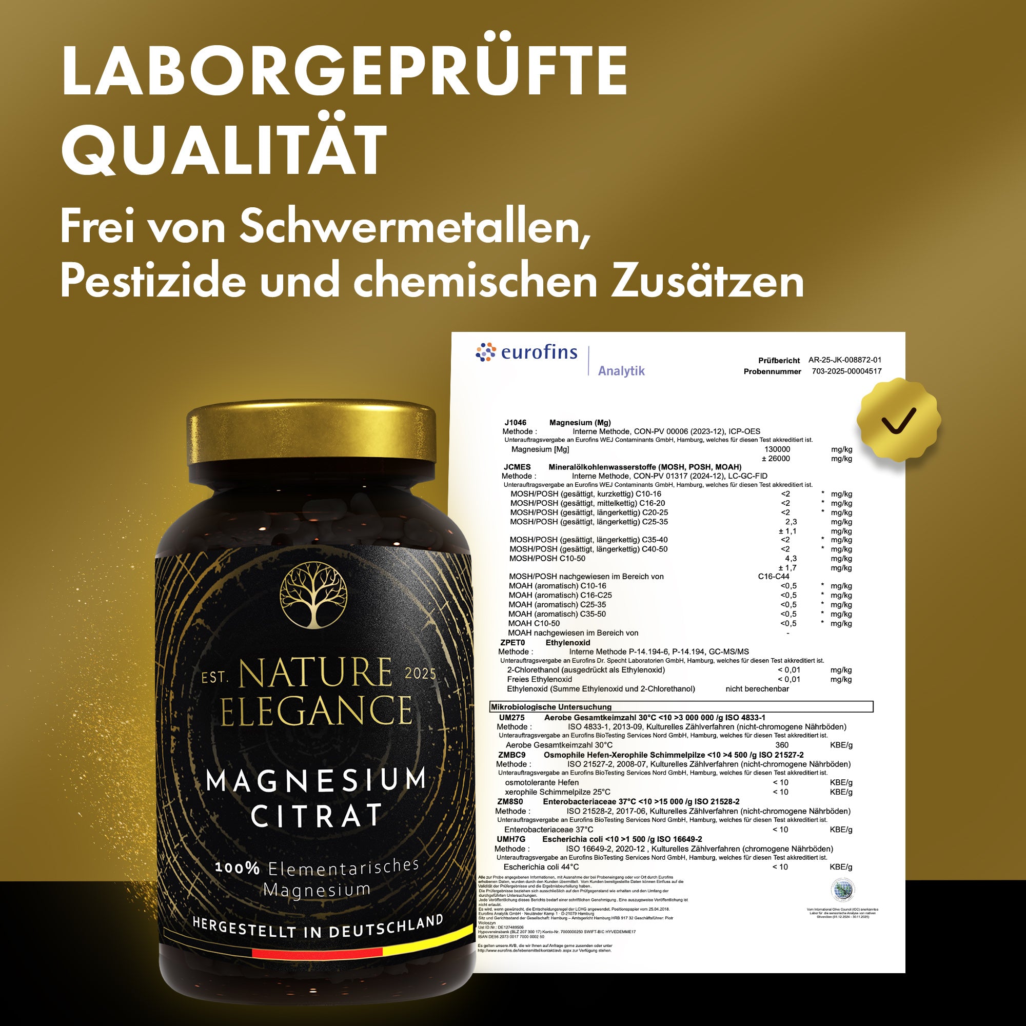 Nature Elegance - Magnesium Citrate - Vegan Capsules 360mg per Dose