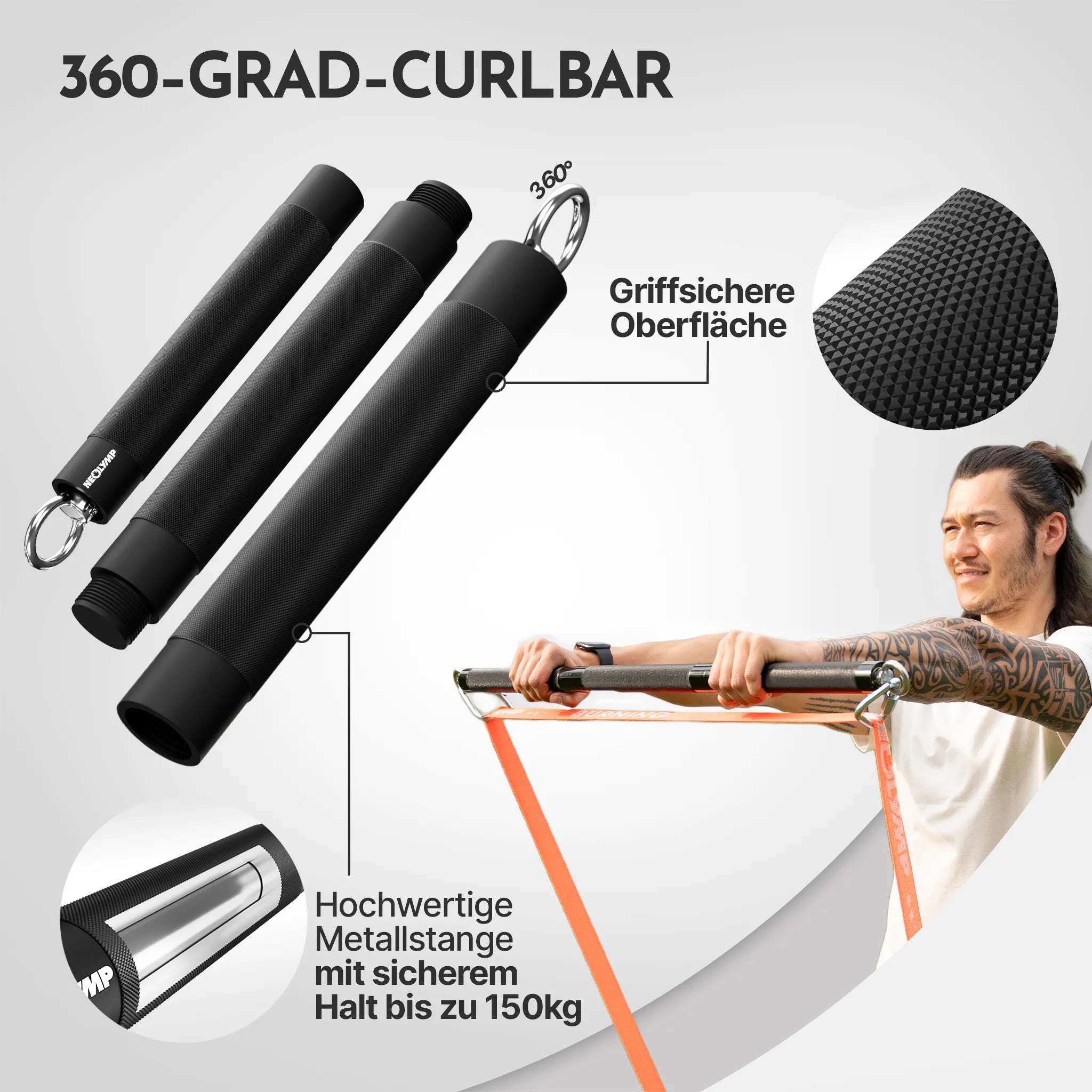NEOLYMP 360-Grad-Curlbar, dreiteilig zerlegbar mit griffsicherer Oberfläche