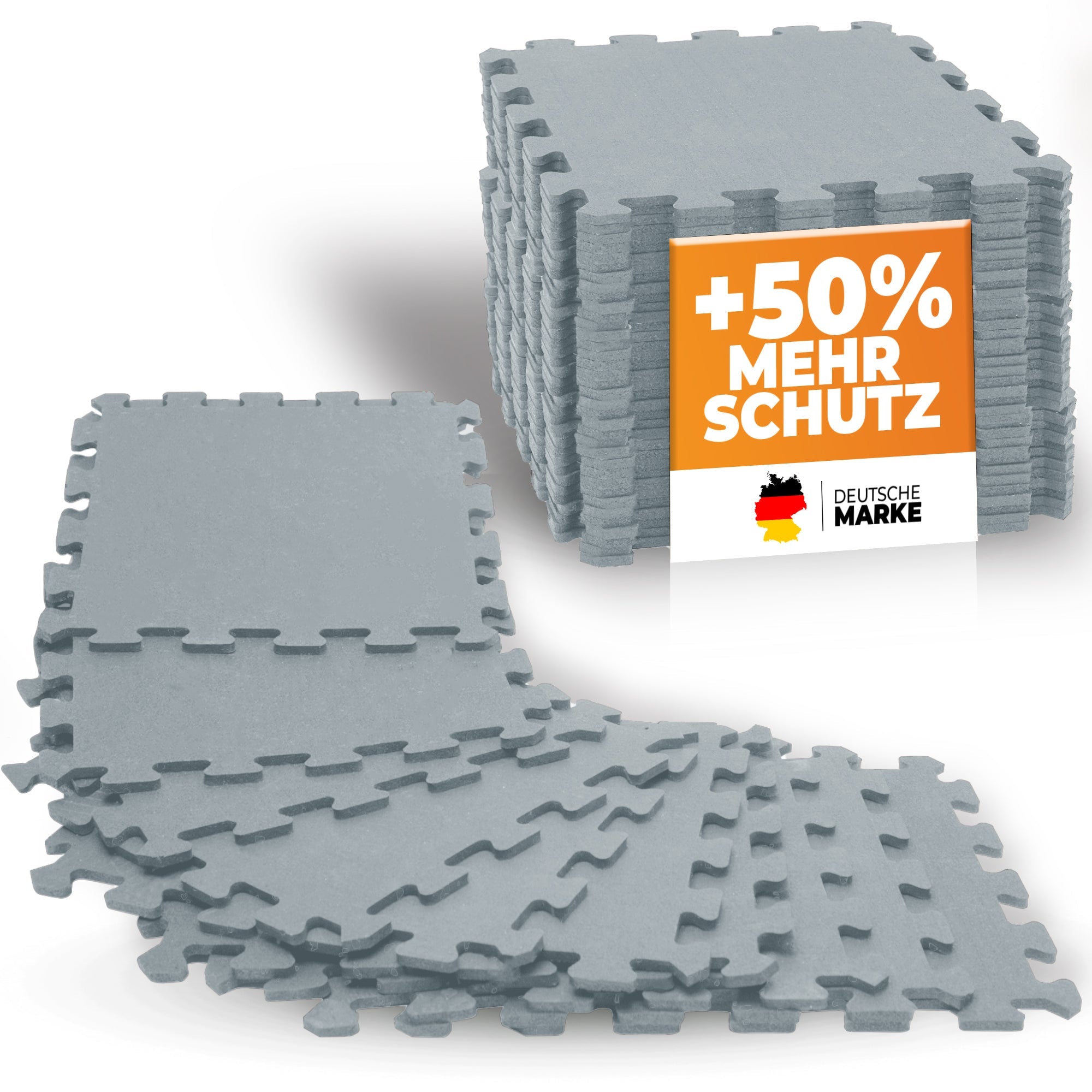 Bodenschutzmatte in Farbe (Fitness Puzzlematte) – Hellgrau 1 x 8 Stück (8 Stück) (B‑Ware)
