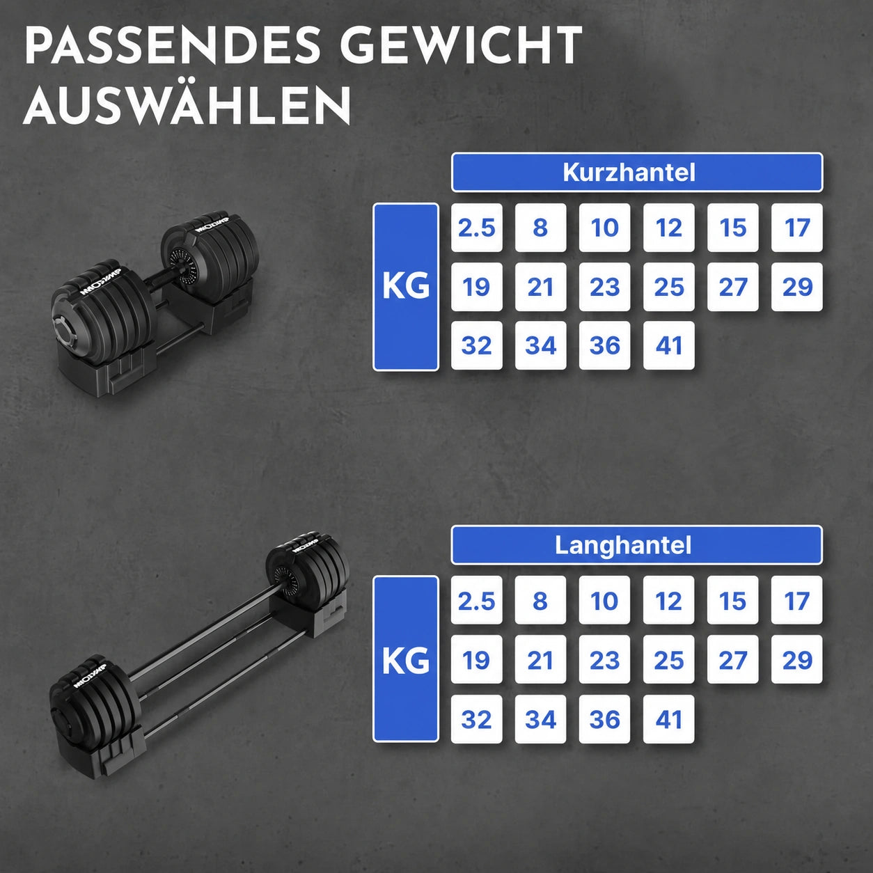 2-in-1 Hantelset zum Verstellen 41kg - - Hantel von NEOLYMP | Fitnessequipment und Sportartikel