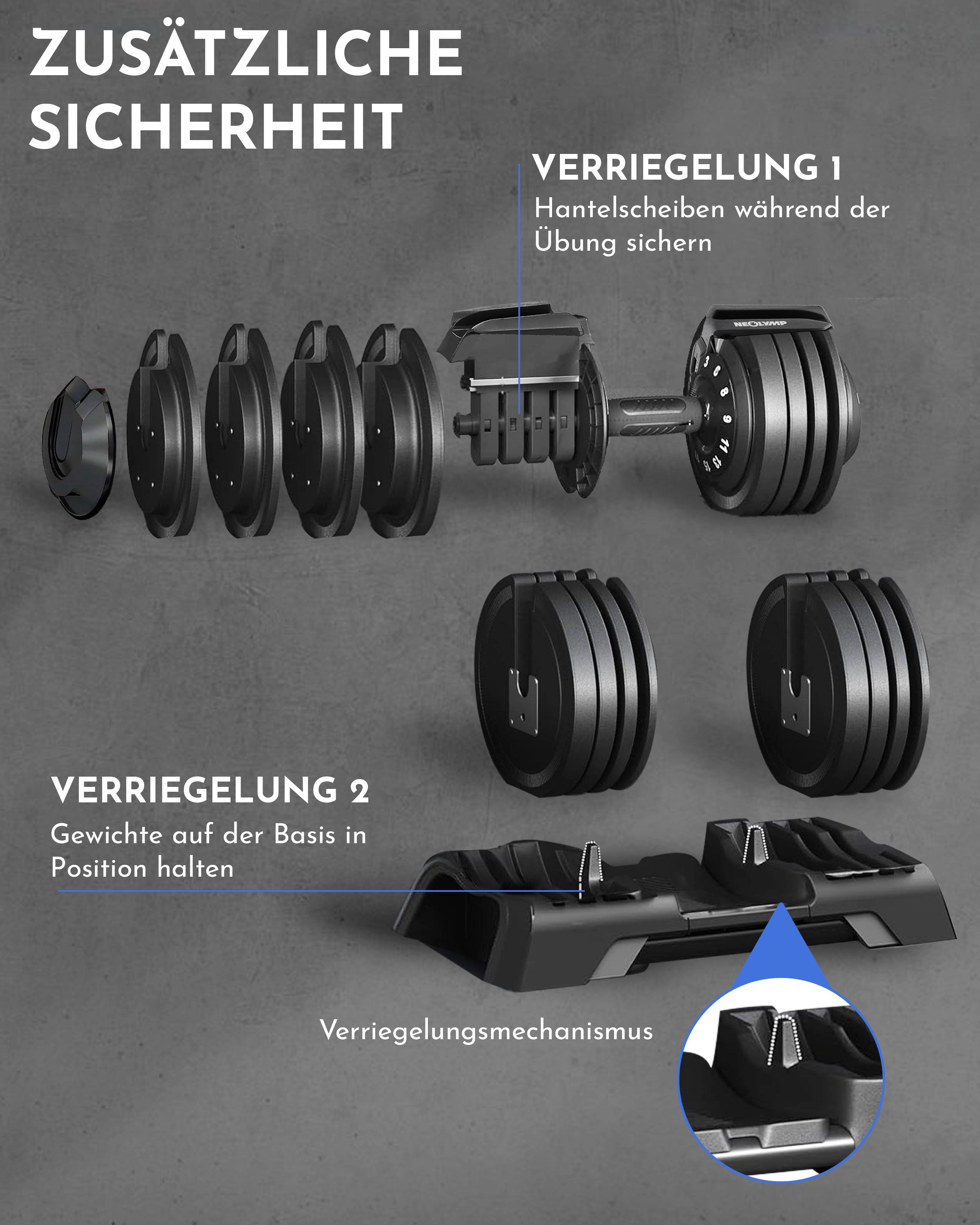 3-in-1 Hantelset zum Verstellen 24kg