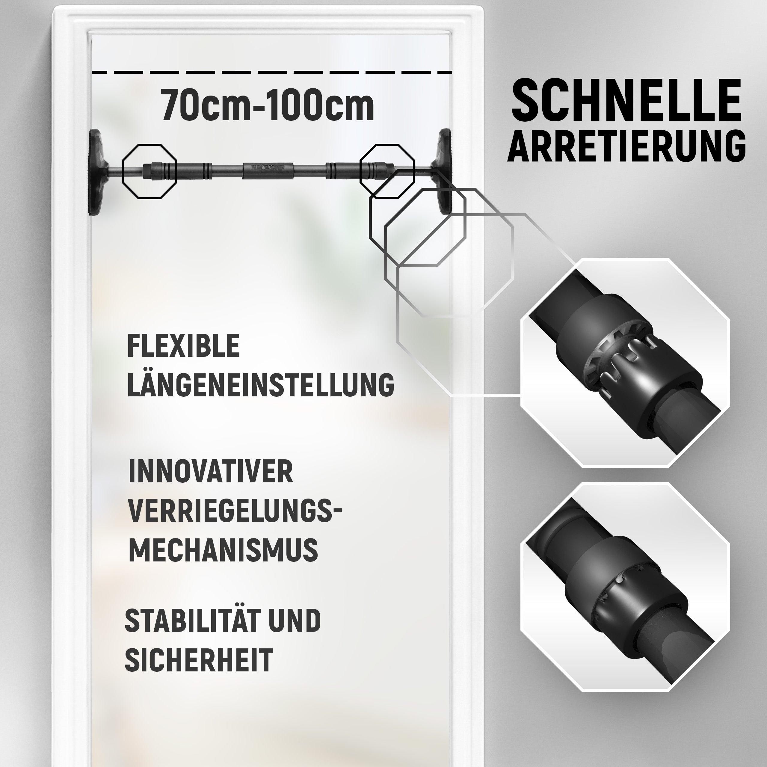 Teleskop Klimmzugstange für den Türrahmen ohne Schrauben