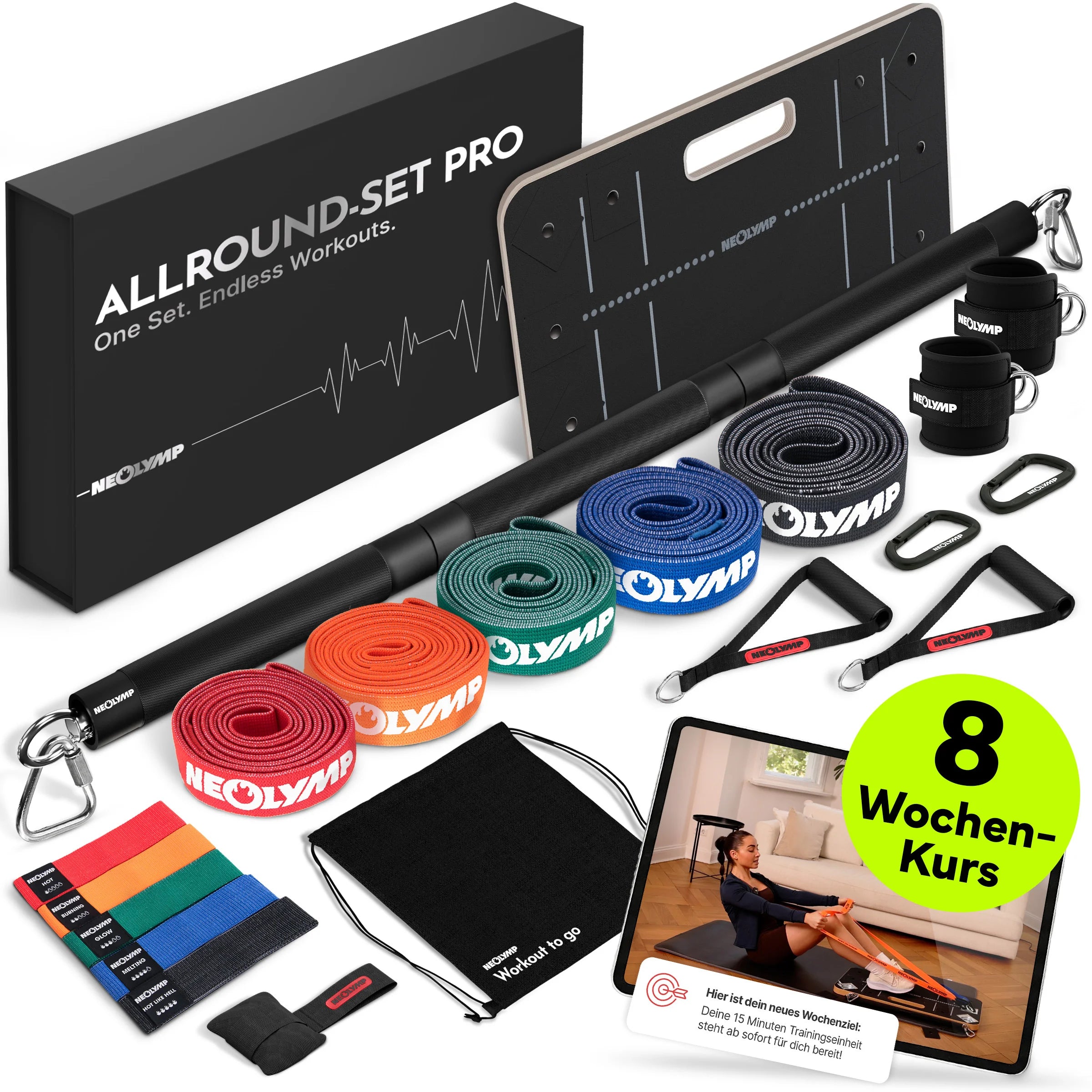 Ensemble complet de bandes de fitness – Bandes de fitness en tissu avec accessoires & 400 exercices