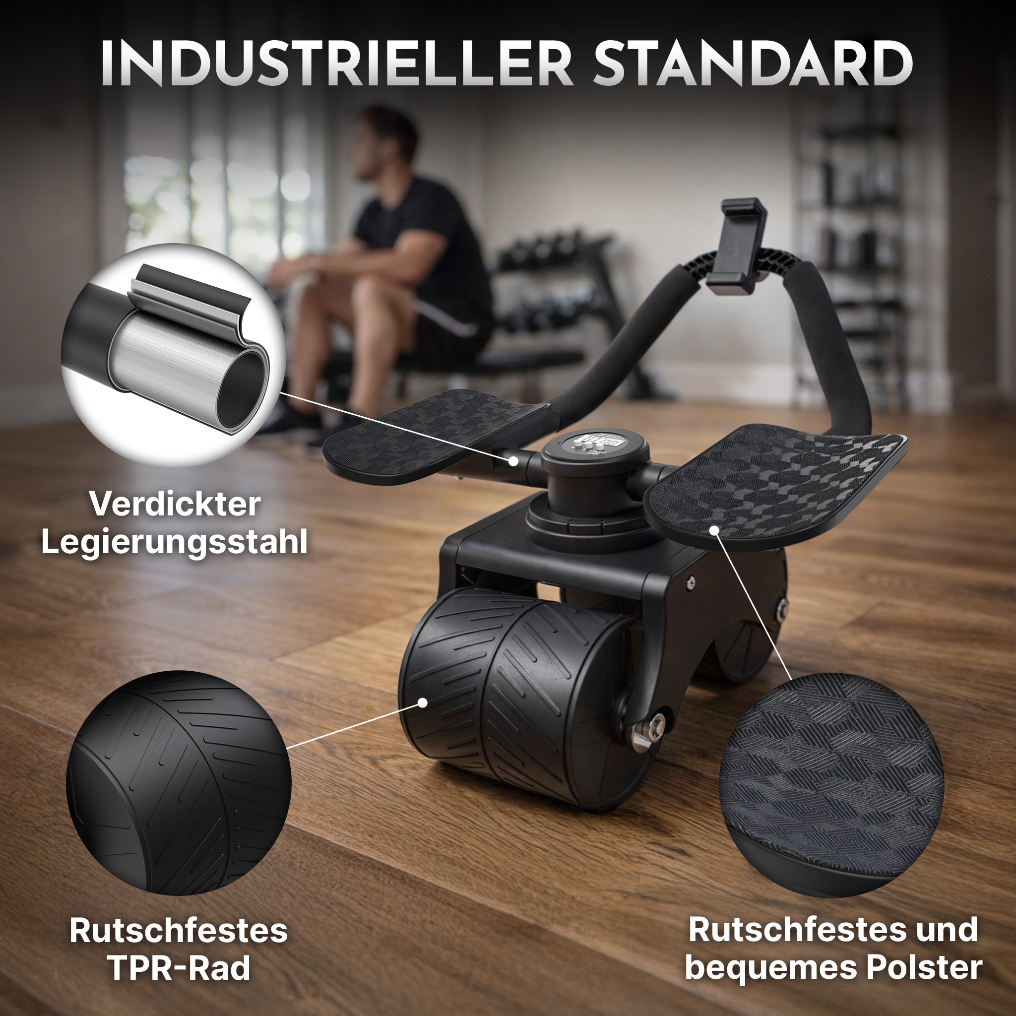 Bauchroller mit Unterarm-Auflage (schwarz) - Patentiert, 180° drehbar - - Bauchtrainer von NEOLYMP | Fitnessequipment und Sportartikel