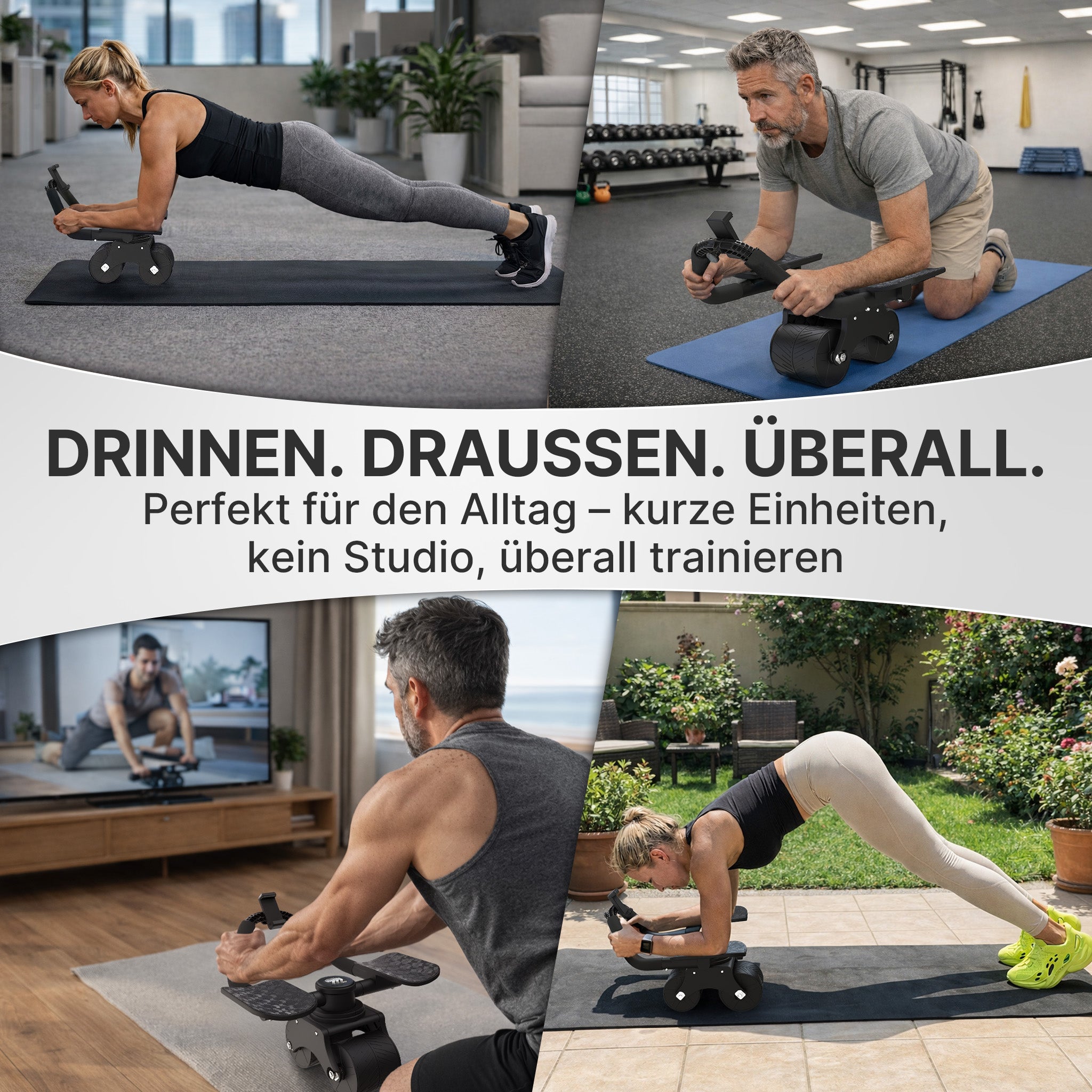 Bauchroller mit Unterarm-Auflage (schwarz) - Patentiert, 180° drehbar - - Bauchtrainer von NEOLYMP | Fitnessequipment und Sportartikel
