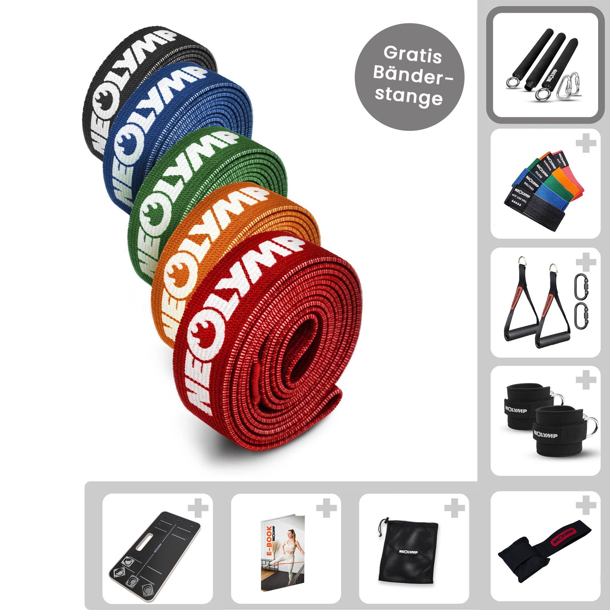 Fitness Bands Allround Set – Fabric Fitness Bands incl. Accessories & 400 Exercises