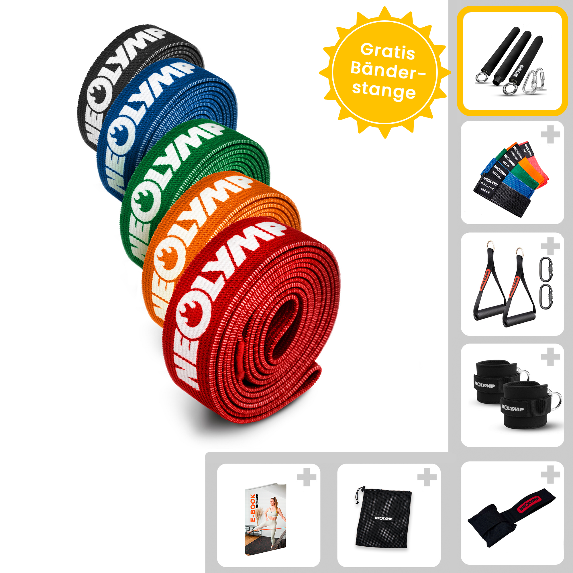 Ensemble complet de bandes de fitness – Bandes de fitness en tissu avec accessoires & 400 exercices