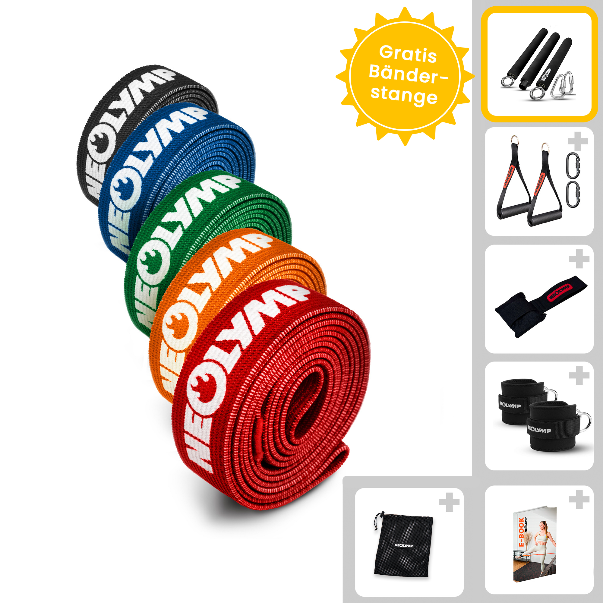 Ensemble complet de bandes de fitness – Bandes de fitness en tissu avec accessoires & 400 exercices