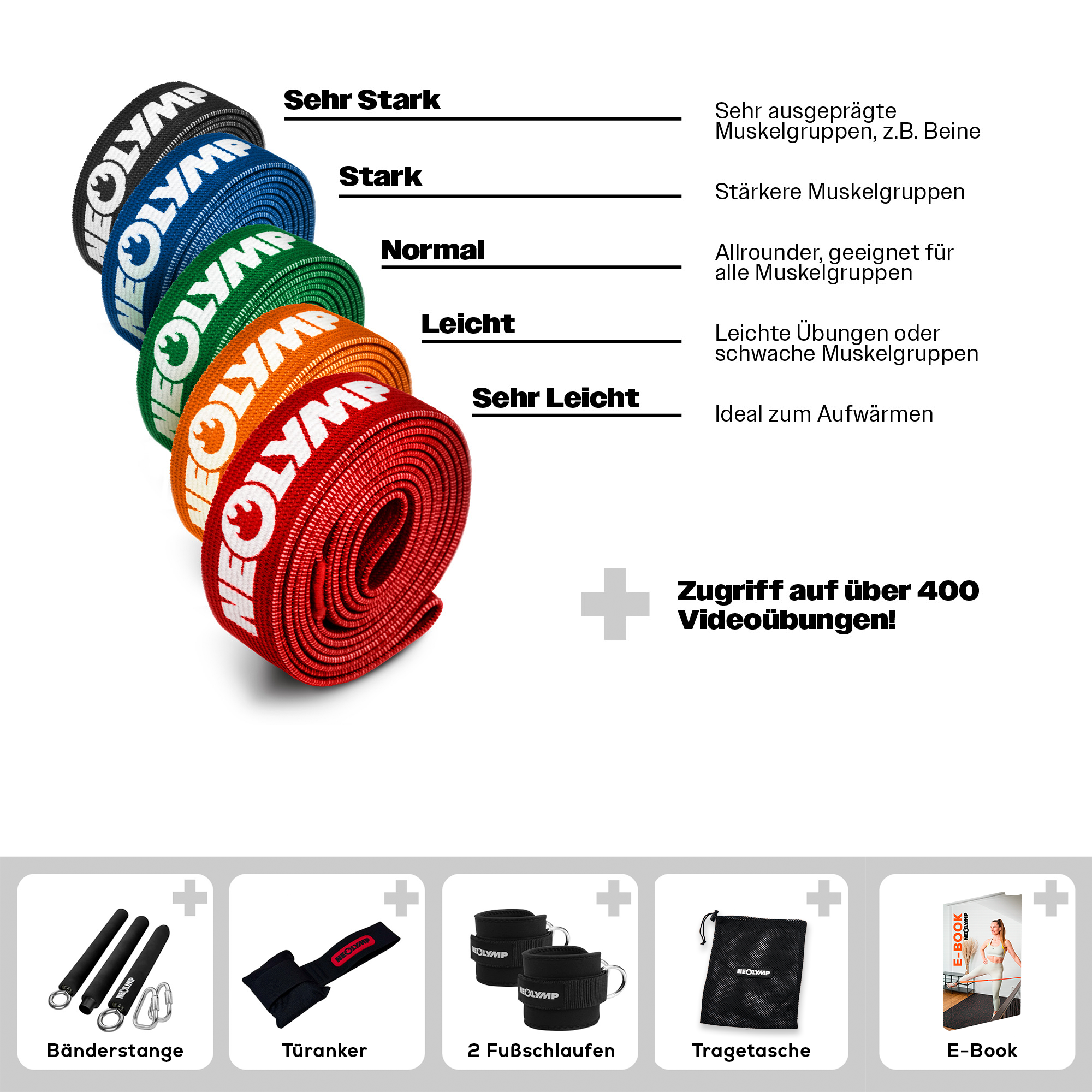 Fitnessbänder Komplett-Set Herbstaktion - - Fitnessbänder von NEOLYMP | Fitnessequipment und Sportartikel