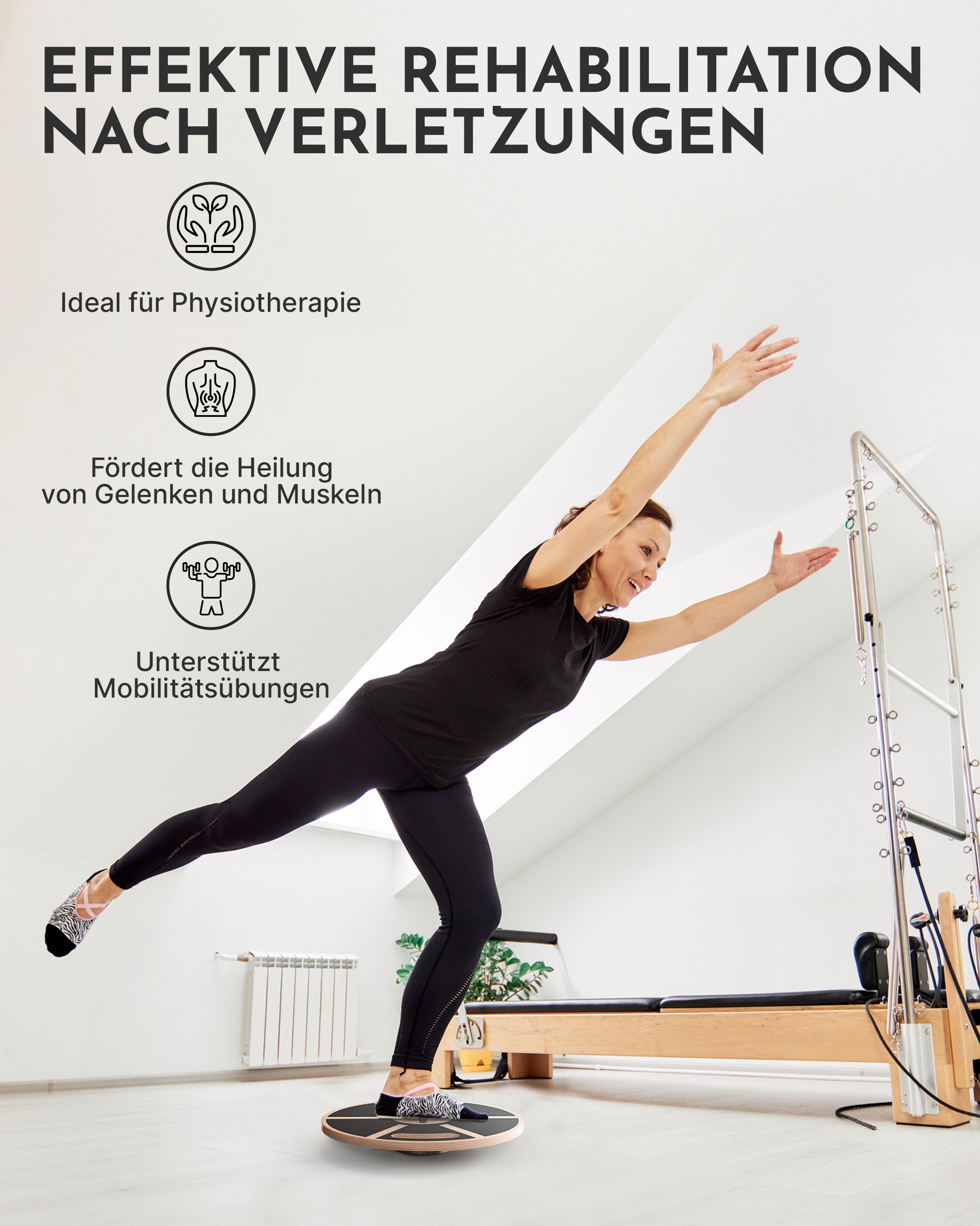 Balance-Board aus Echtholz - mit Griffen