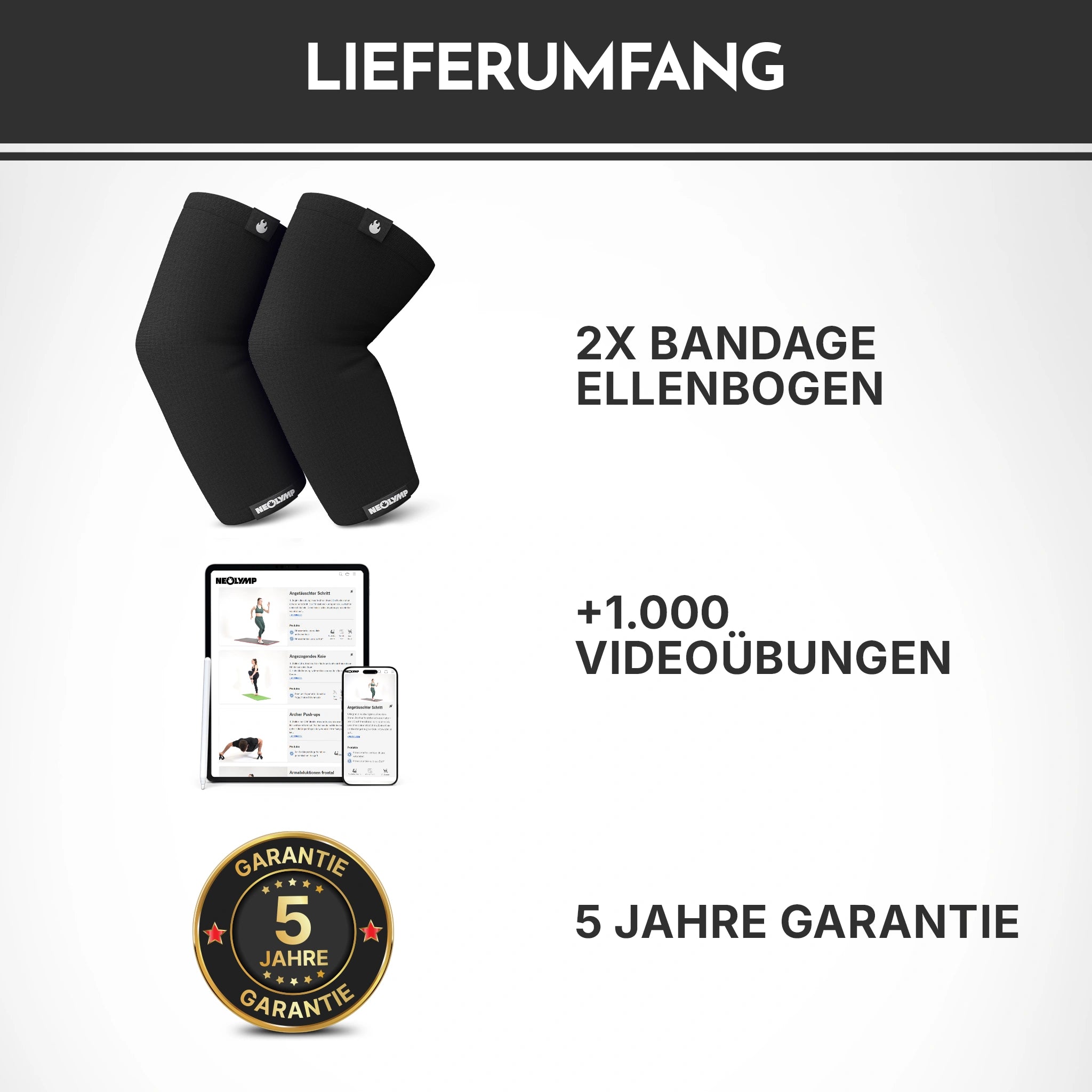 Ellenbogen-Bandagen - 2er Set, Größe S - XL