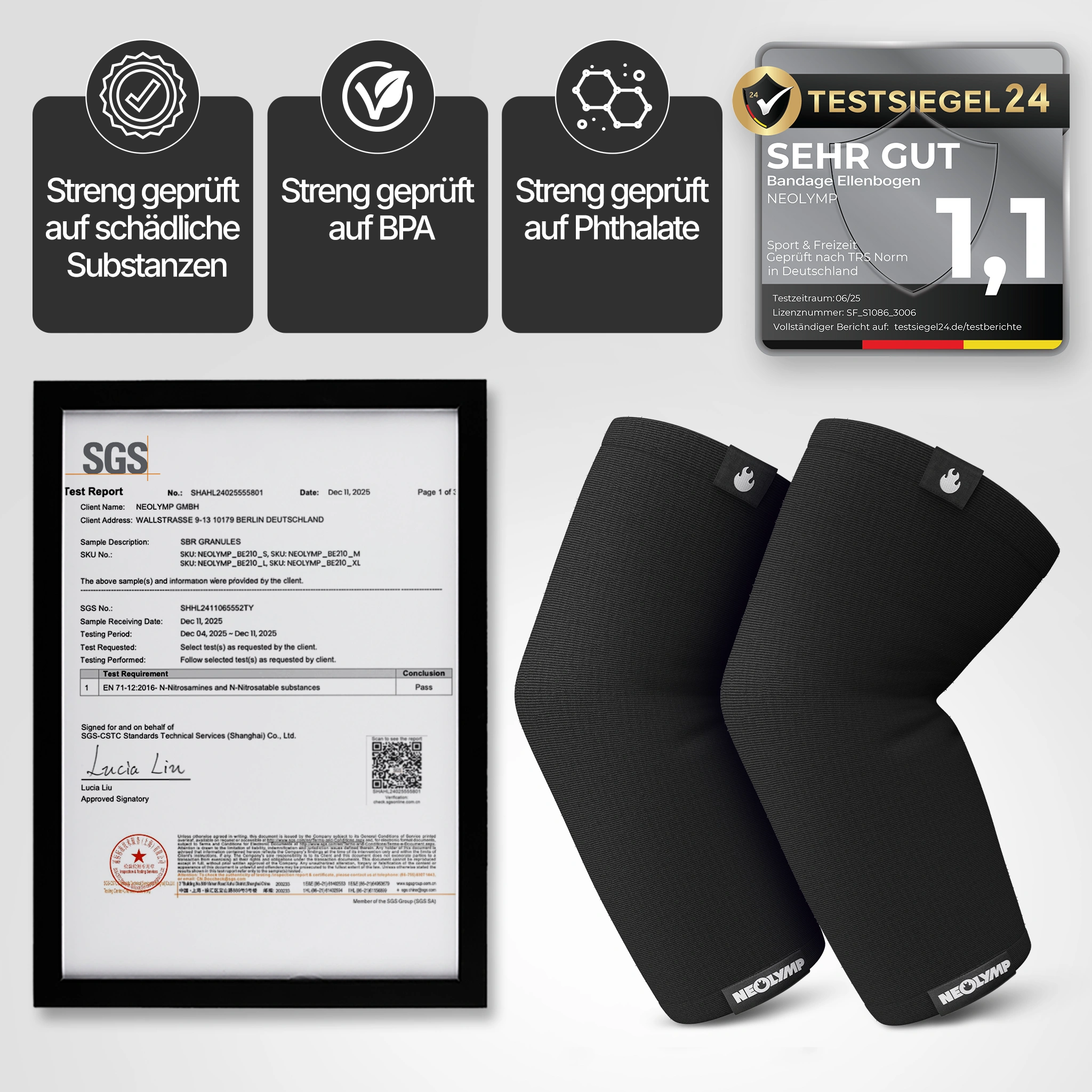 Ellenbogen-Bandagen - 2er Set, Größe S - XL