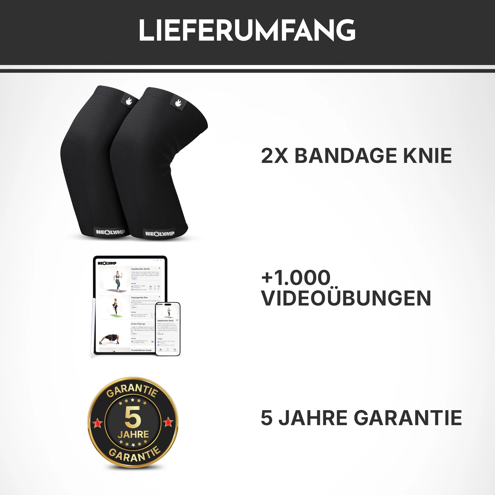Kniebandagen - 2er Set, Größe S - XL