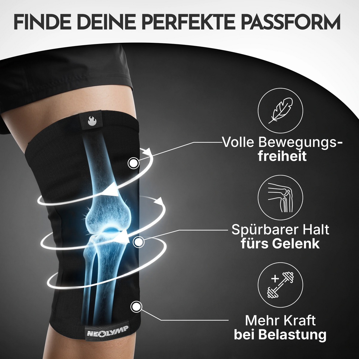 Kniebandagen - 2er Set, Größe S - XL – Größe: S (30-33 cm) | B-Ware - - Outlet von NEOLYMP | Fitnessequipment und Sportartikel