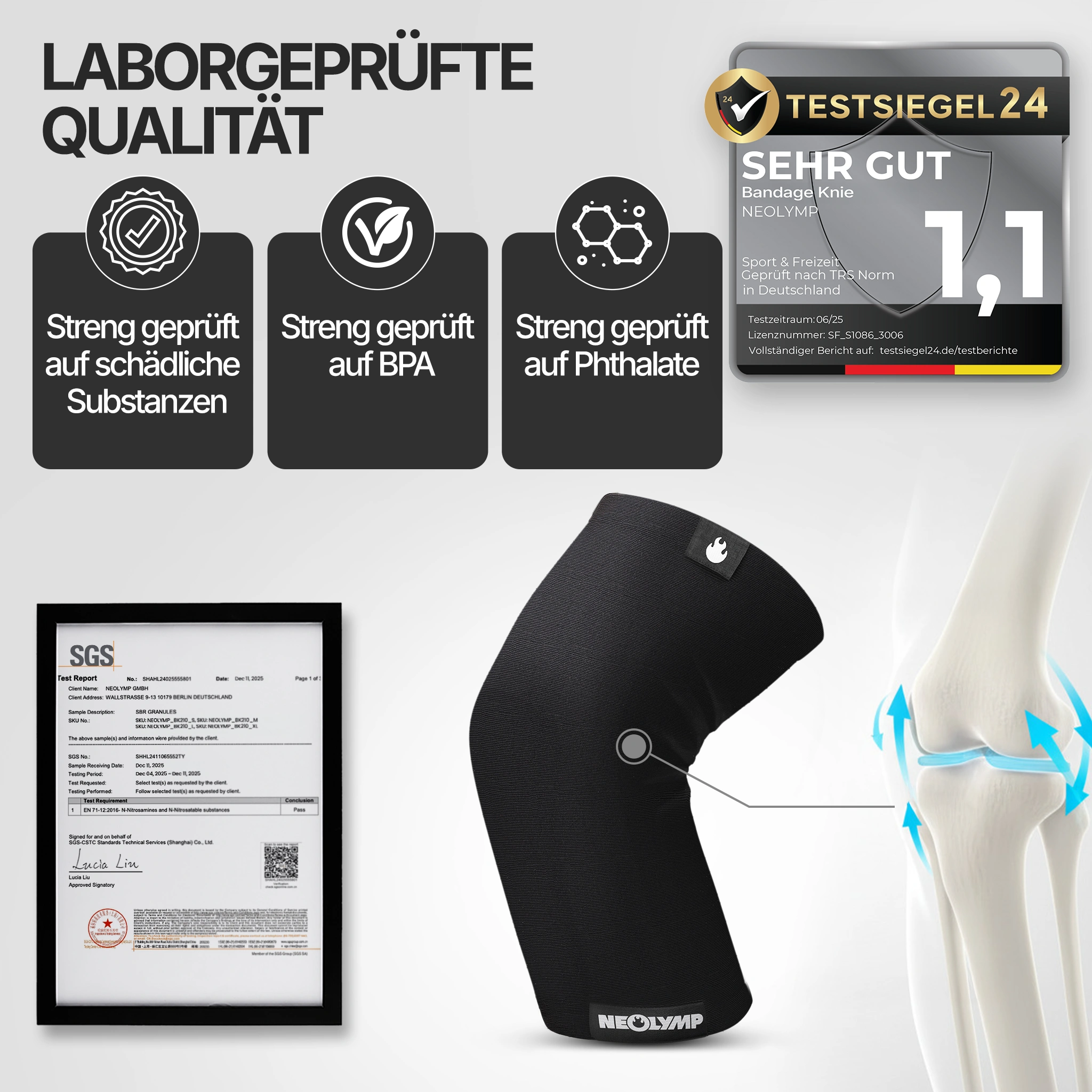 Kniebandagen - 2er Set, Größe S - XL