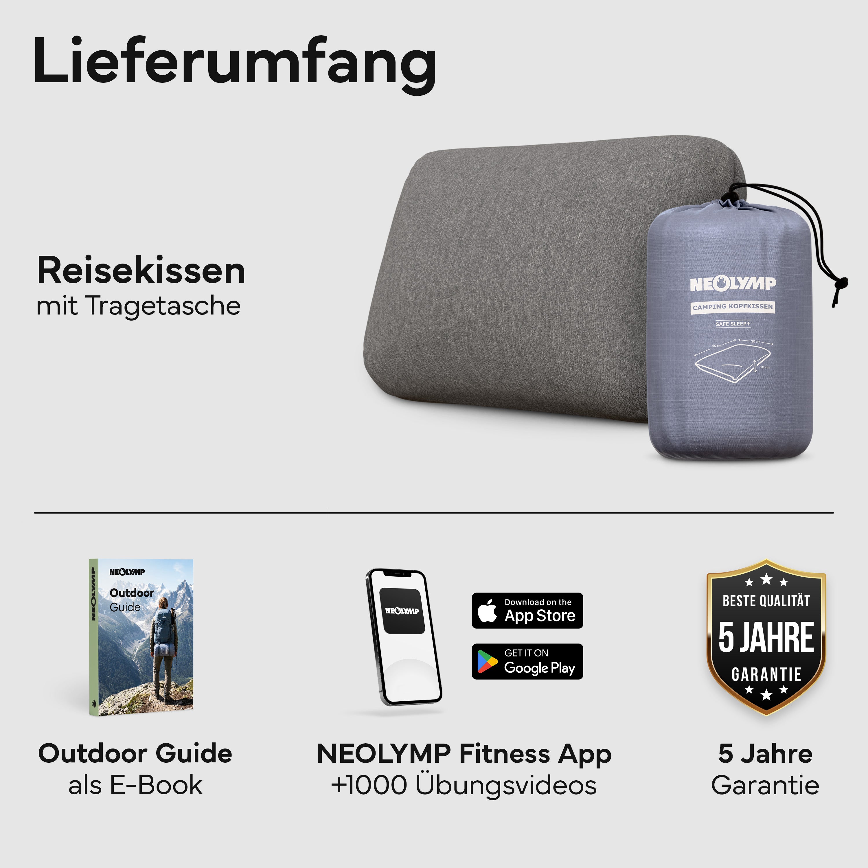 Ergonomisches Reisekissen - Campingtauglich und platzsparend