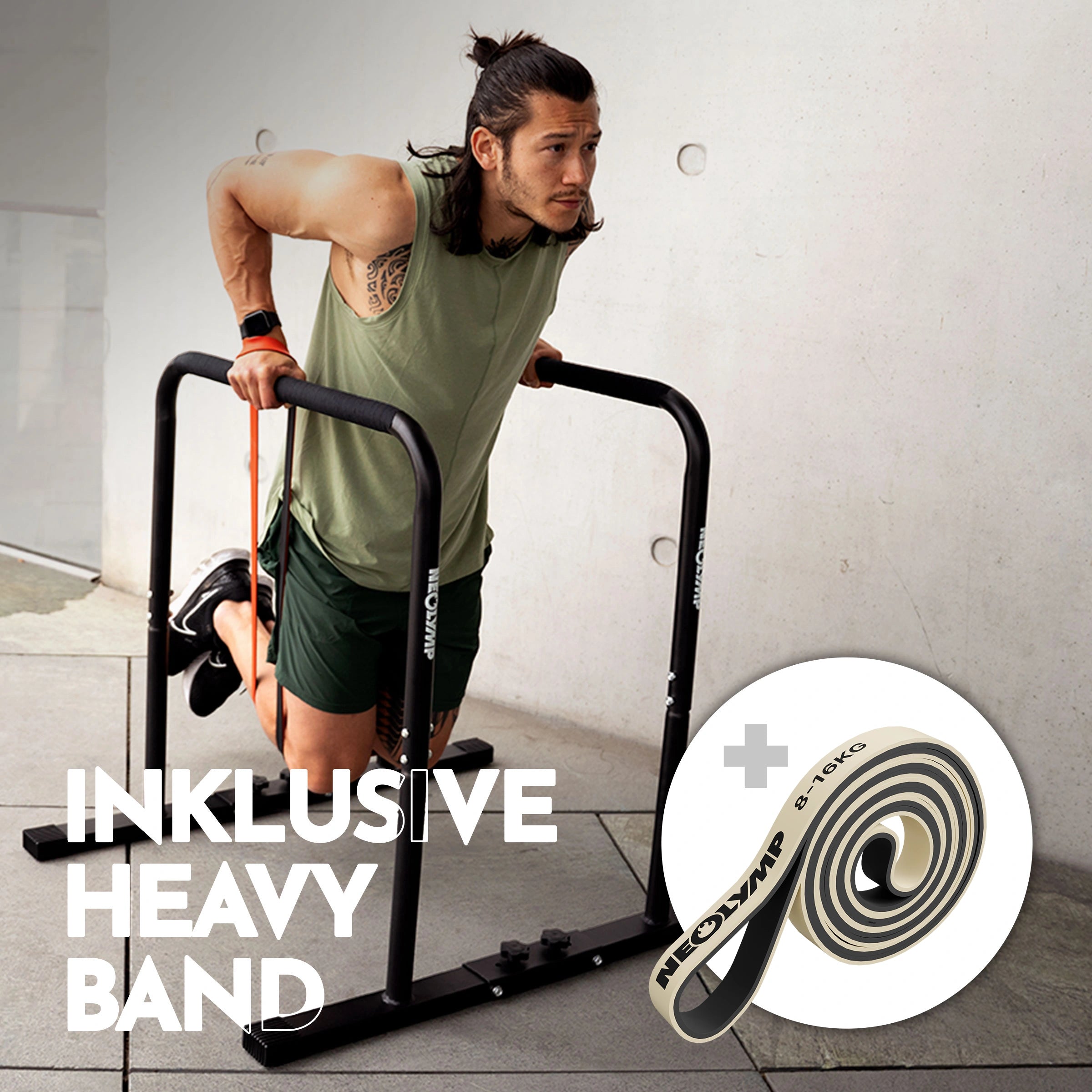 Barres parallèles premium à revêtement en poudre + bande de résistance