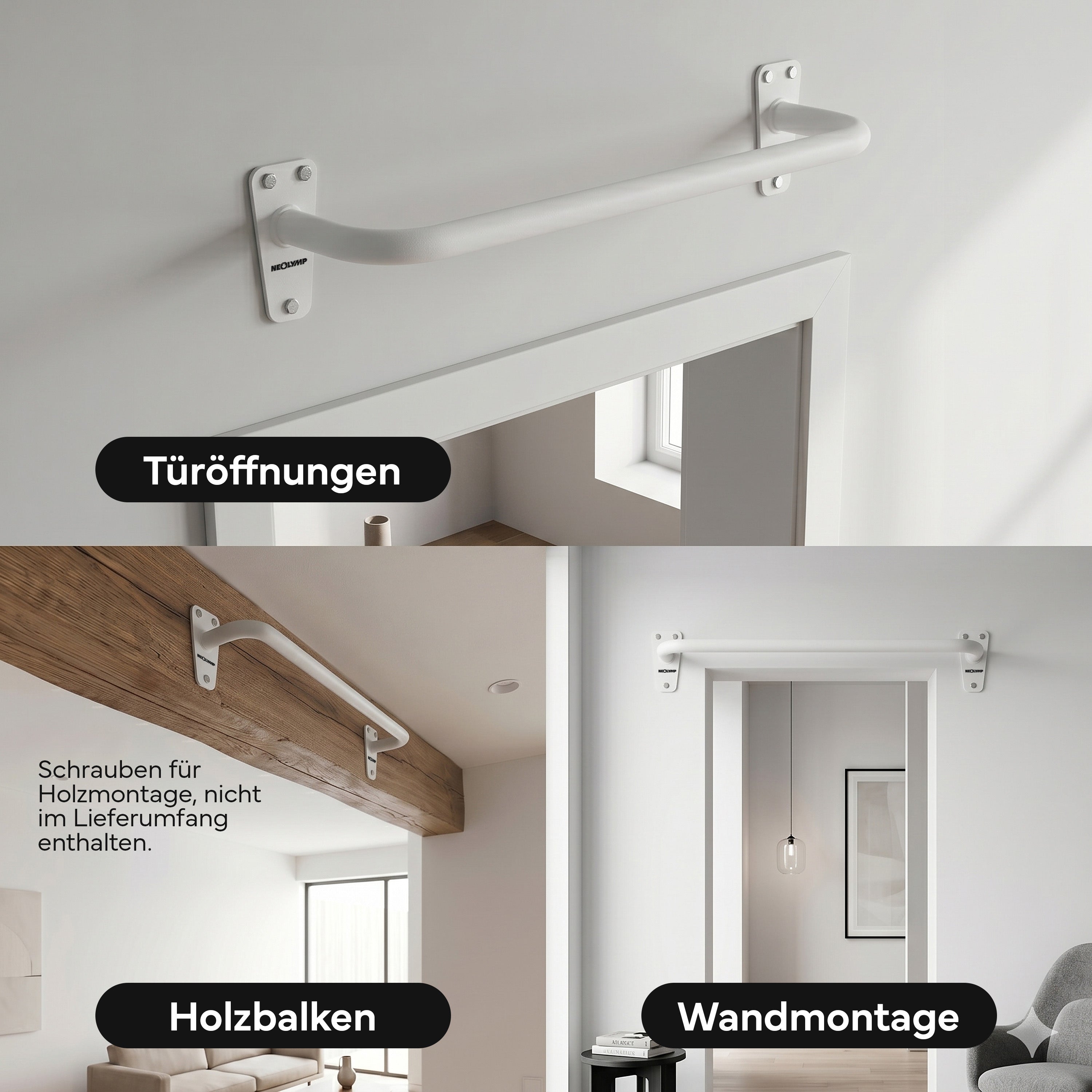 Klimmzugstange für Wandmontage, Pull Up Bar über der Tür - Weiß - Klimmzugstangen von NEOLYMP | Fitnessequipment und Sportartikel