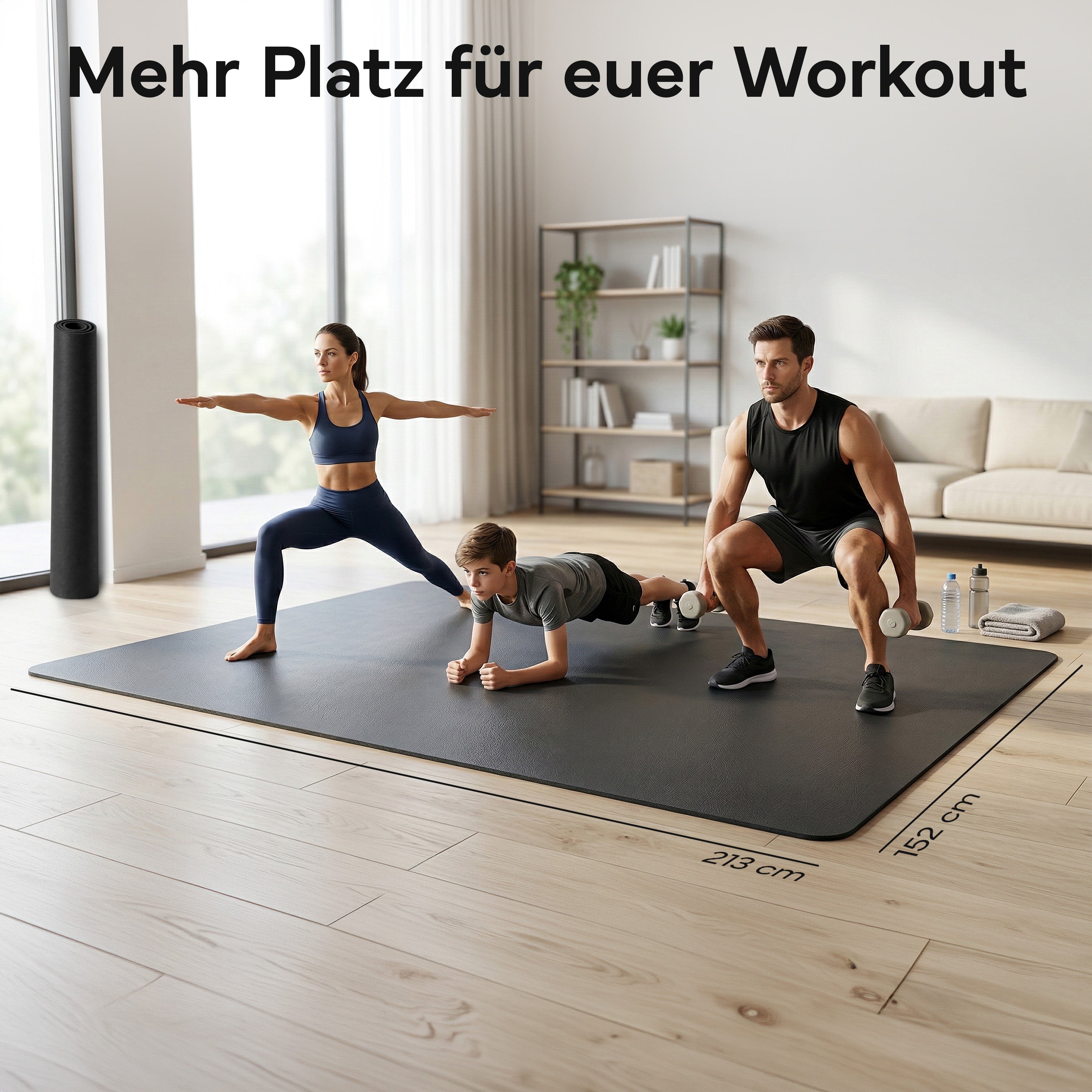 Bodenschutzmatte für Fitnessgeräte und Laufbänder XXL - Schwarz - von NEOLYMP | Fitnessequipment und Sportartikel