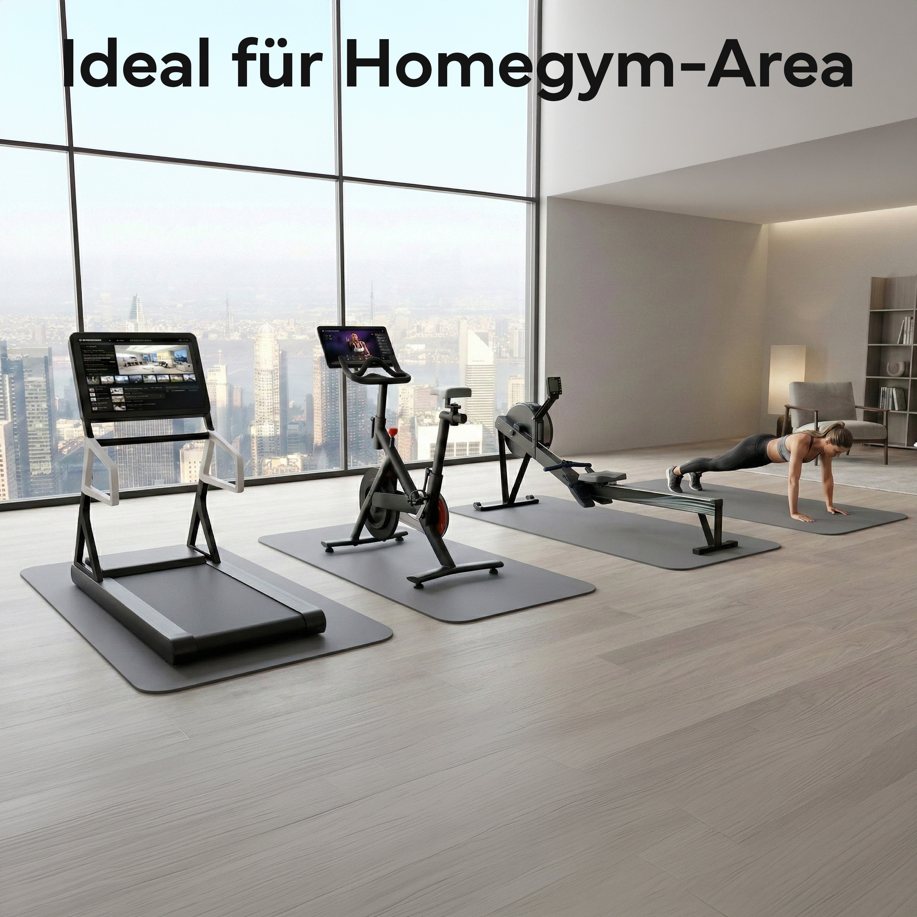 Bodenschutzmatte für Fitnessgeräte und Laufbänder XXL - Grau - von NEOLYMP | Fitnessequipment und Sportartikel