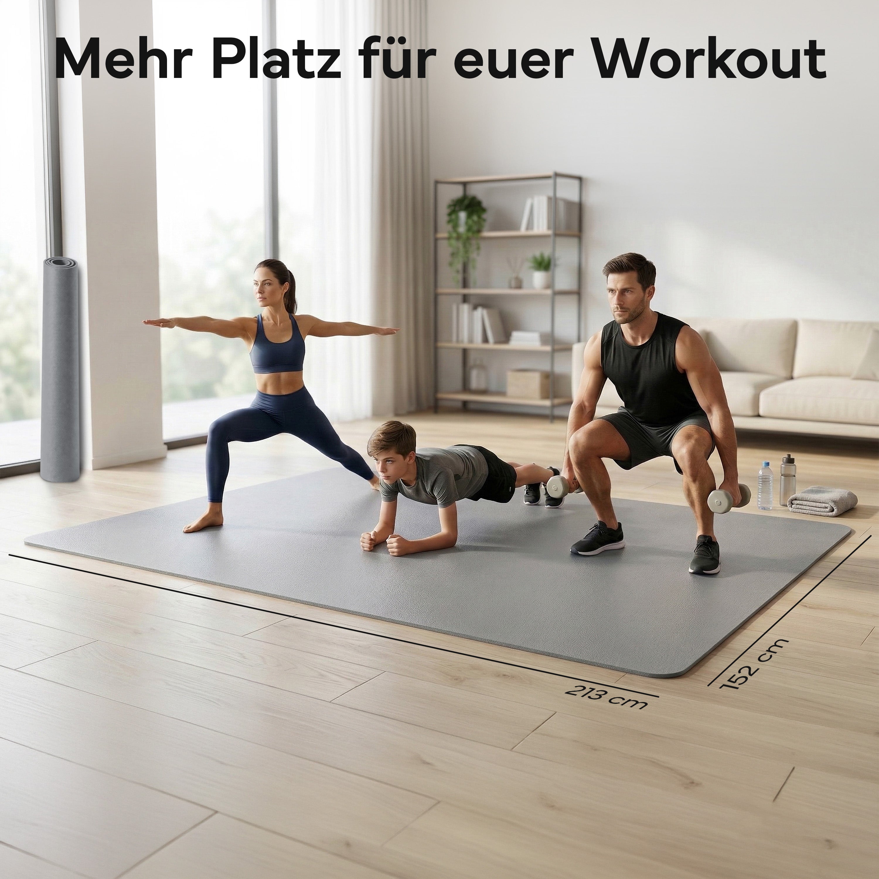 Bodenschutzmatte für Fitnessgeräte und Laufbänder XXL - Grau - von NEOLYMP | Fitnessequipment und Sportartikel