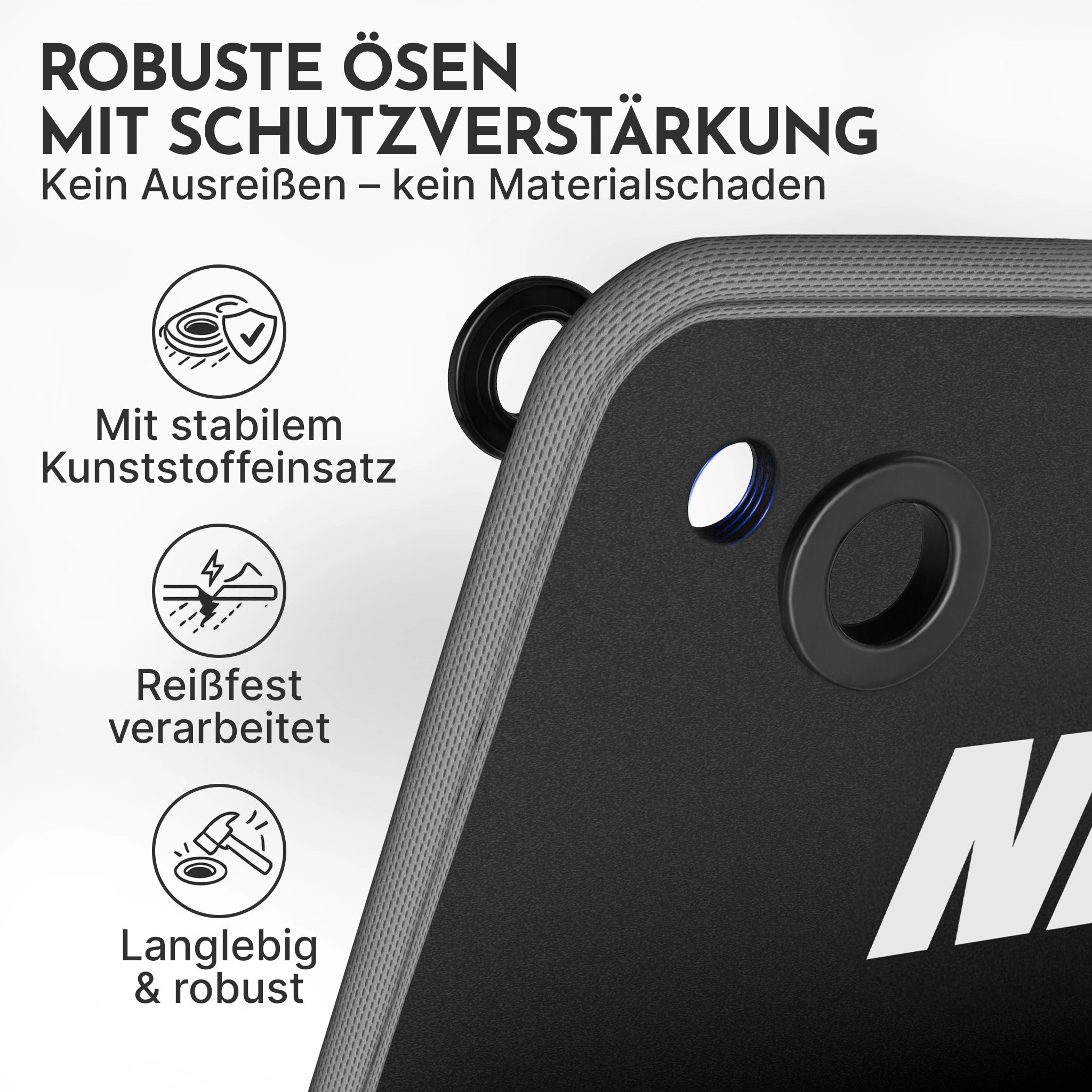 Fitnessmatte mit Ösen - extra dick und rutschfest