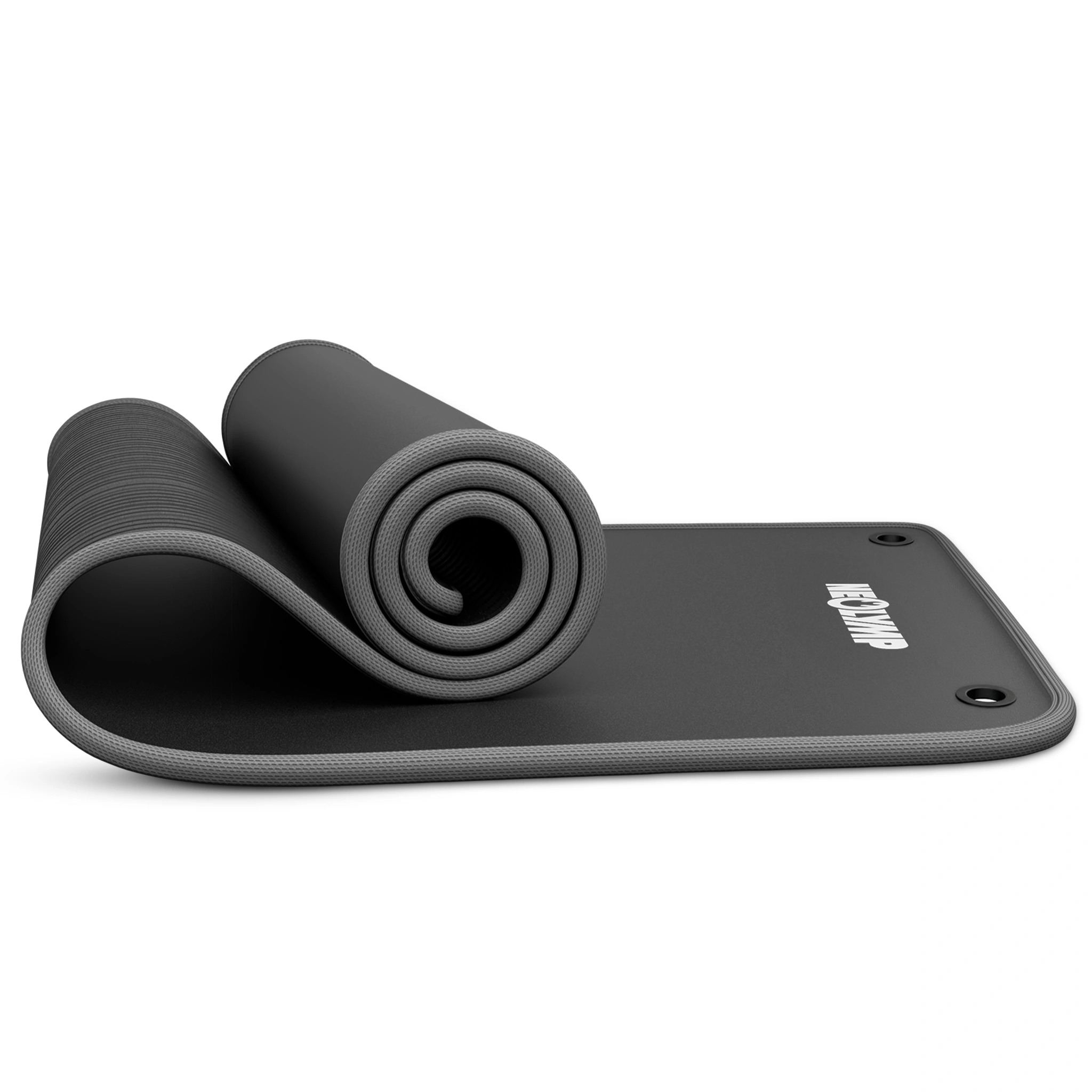 Fitnessmatte mit Ösen - extra dick und rutschfest - Schwarz - Sportmatte von NEOLYMP | Fitnessequipment und Sportartikel