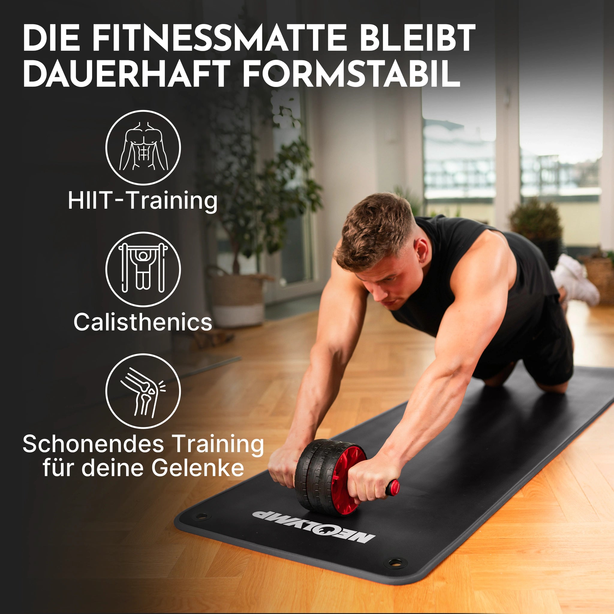Fitnessmatte mit Ösen - extra dick und rutschfest
