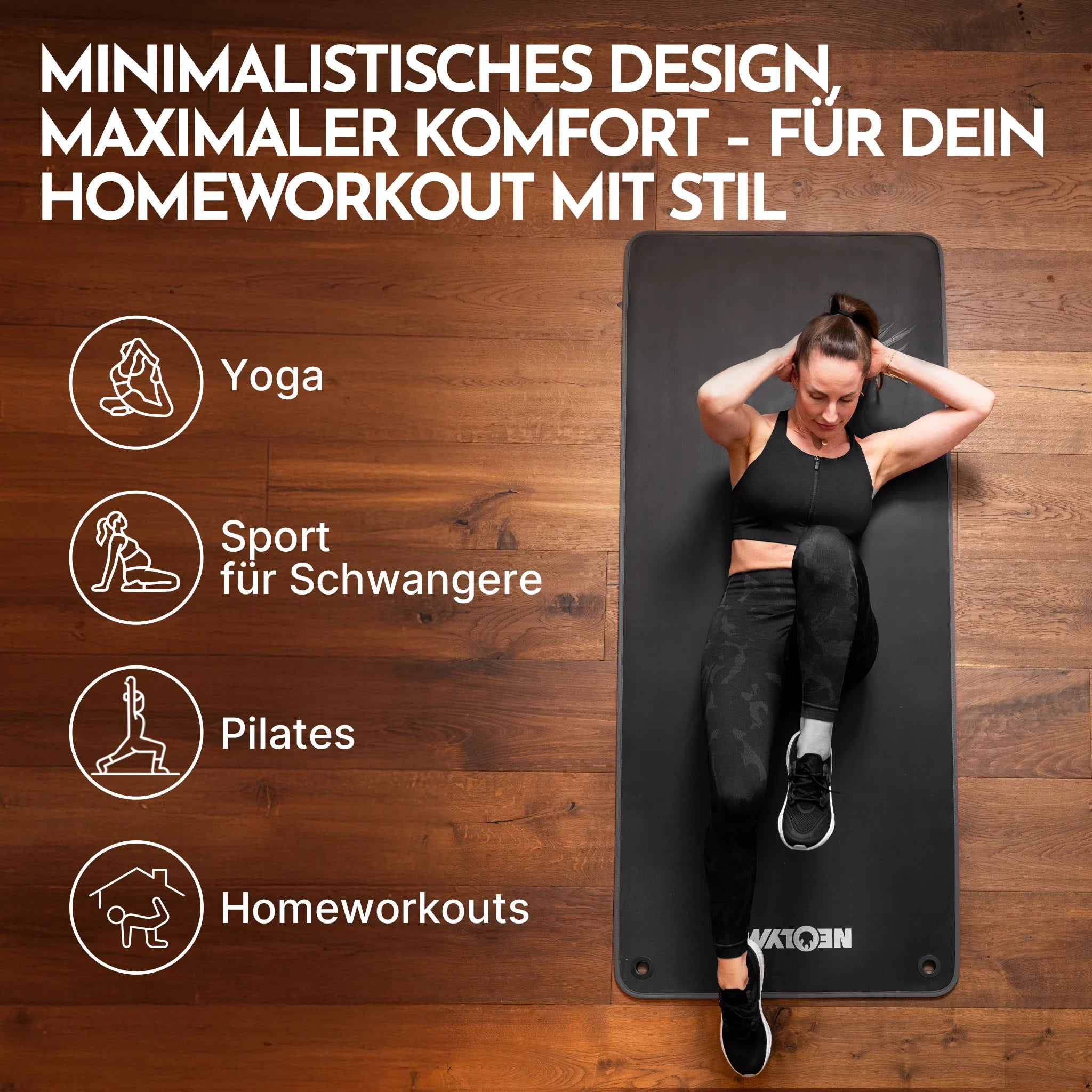 Fitnessmatte mit Ösen - extra dick und rutschfest